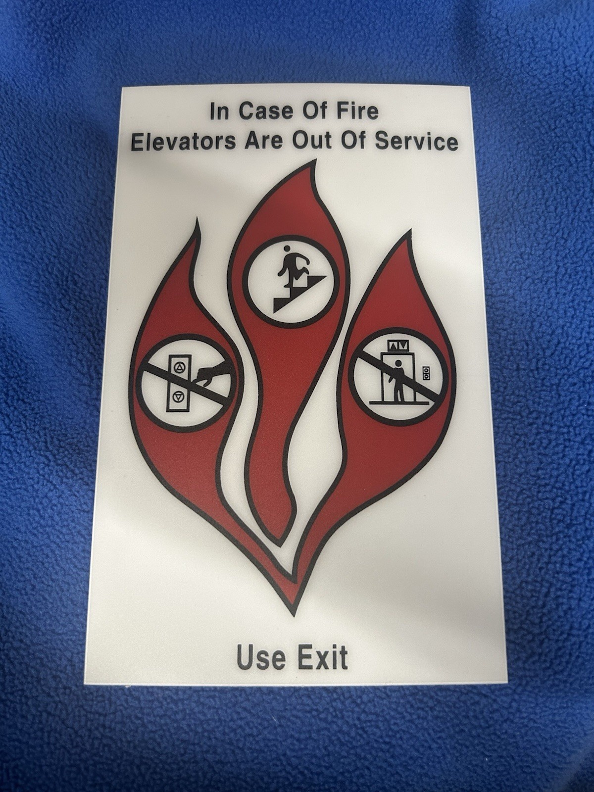 In Case of Fire Elevators are Out of Service Use Exit 8″ X5″ Plastic Sign