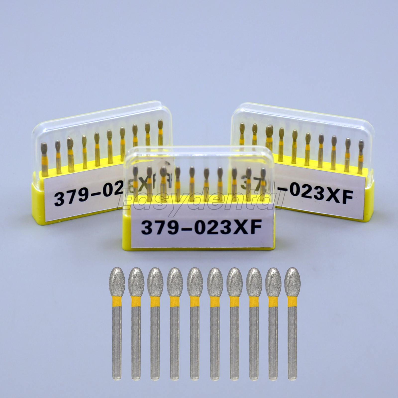 30 Burs Dental Diamond Burs FG 379/023XF EGG Shape Extra Fine Coarse Fine Yellow