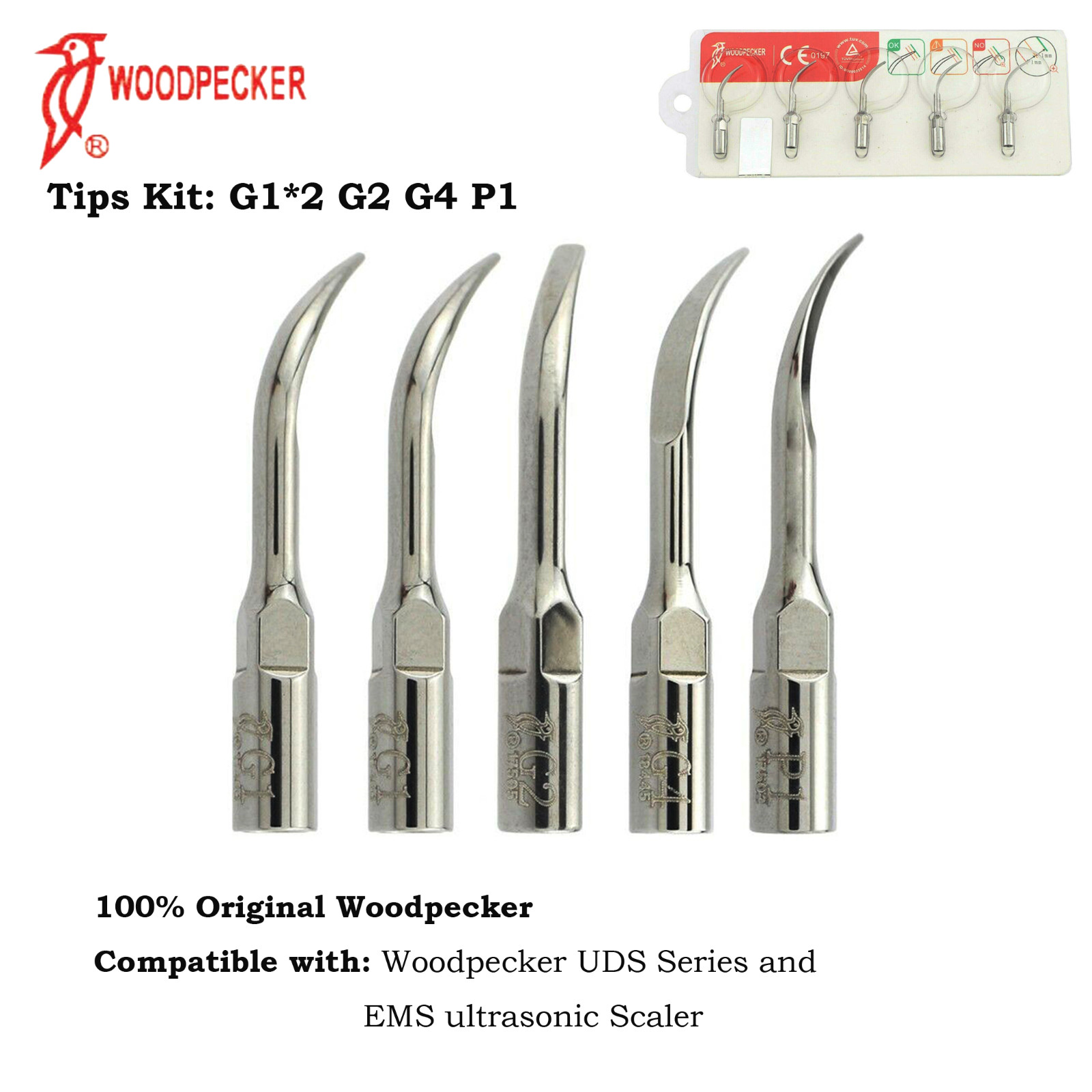 Woodpecker Dental Ultrasonic Scaler Tips Kit UDS G1 G2 G4 P1 Scaling Perio EMS