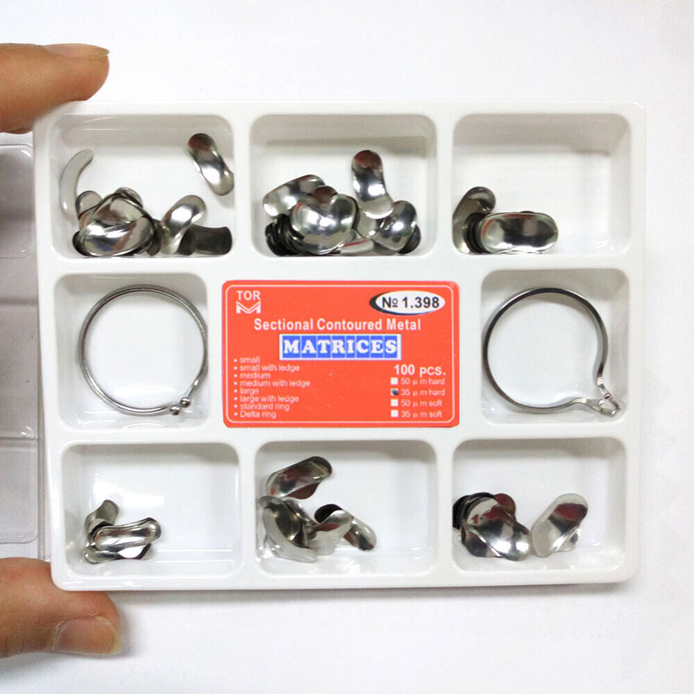 Dental Contoured Matrices Matrix Full Matrix Kit 35μm Hard No.1.398 + 2 Rings