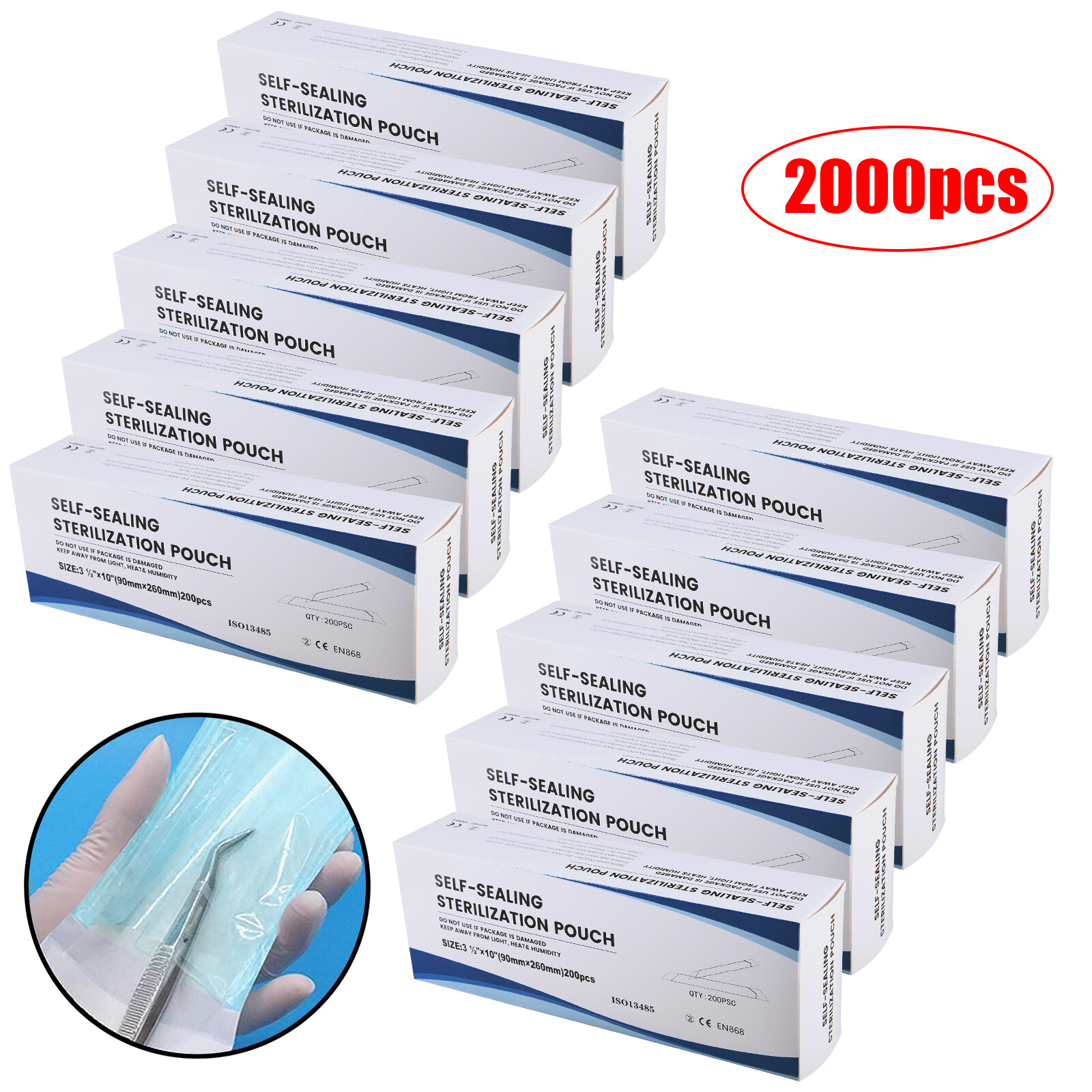 UP to 2000 3.5″ x 10″ Self-Sealing Sterilization Pouch Sterilizer Bag Autoclave