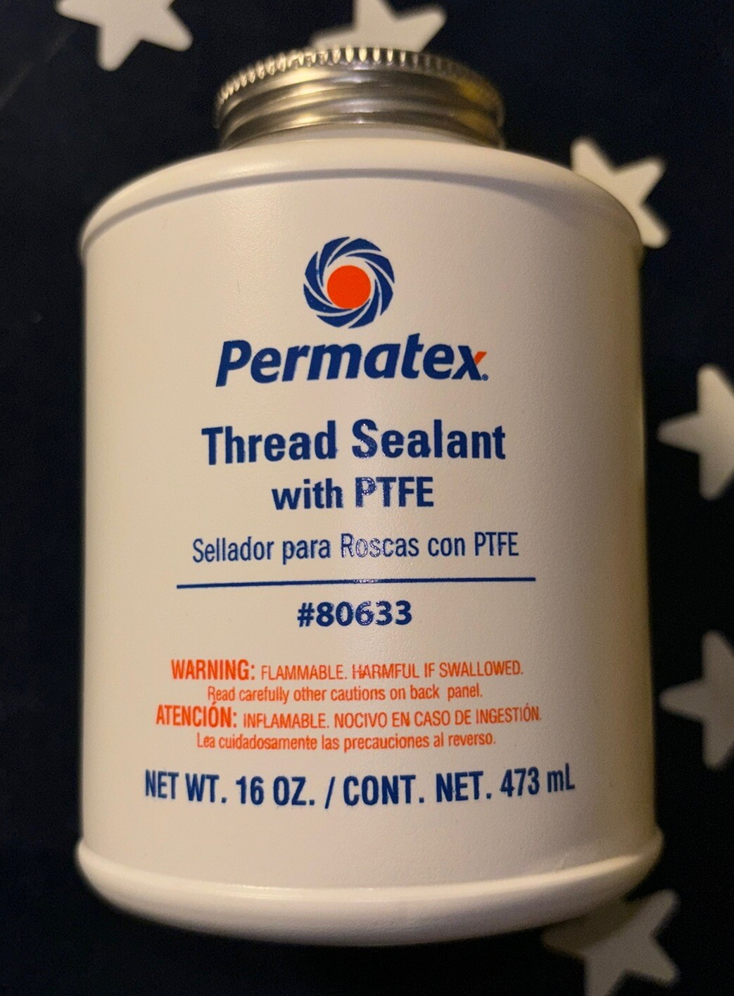 PERMATEX 80633 Thread Sealant with PTFE 16oz Brush Top 473mL ONE BOTTLE
