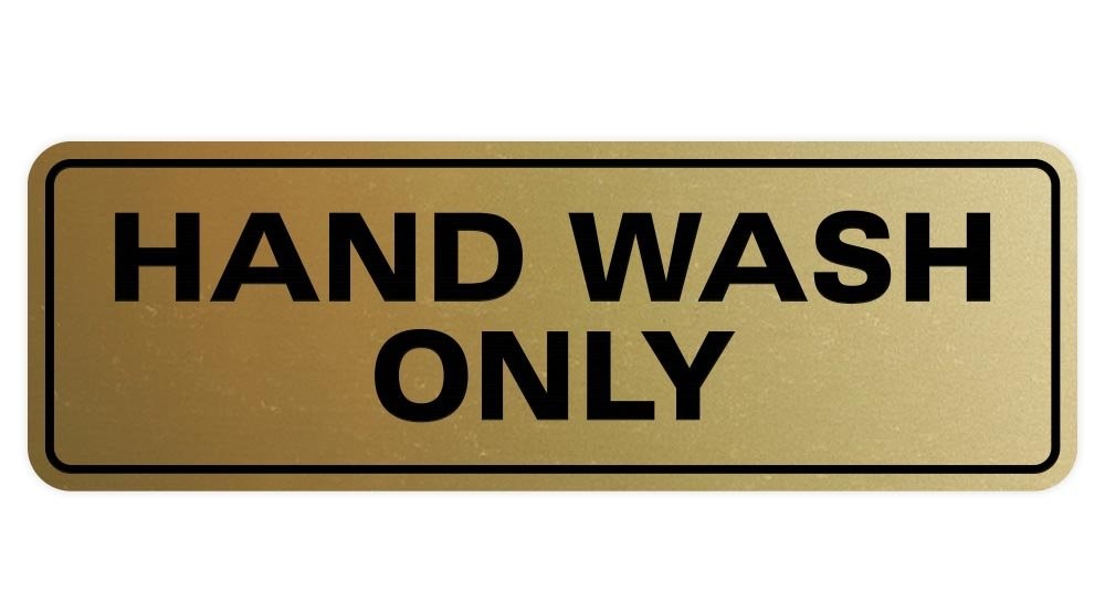 Standard Hand Wash Only Wall Door Sign Kitchen Sink Brushed Gold Small 1 PCS