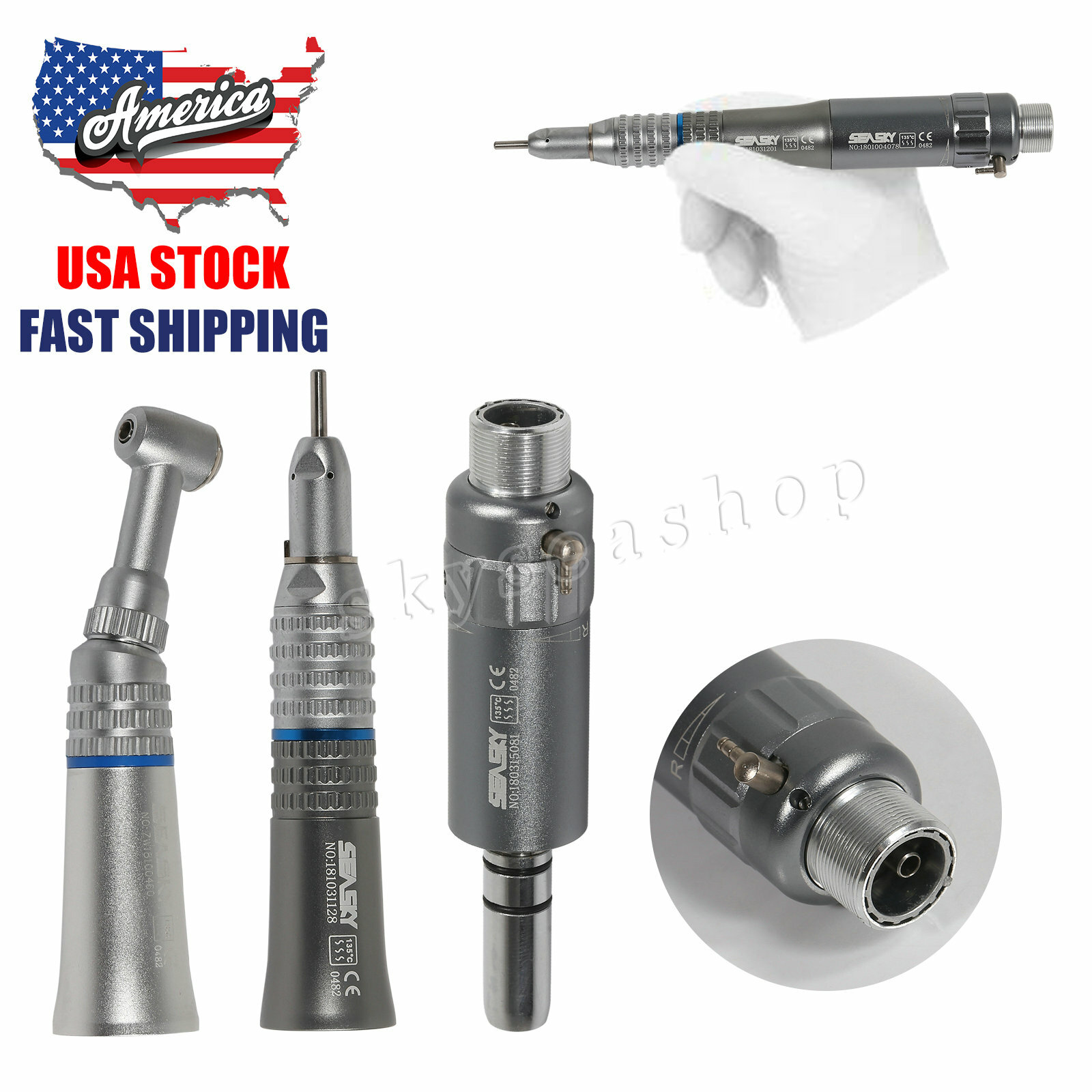 NSK Type Dental Slow Low Speed Contra Angle/ Straight/ Air Motor 2H/4H azh