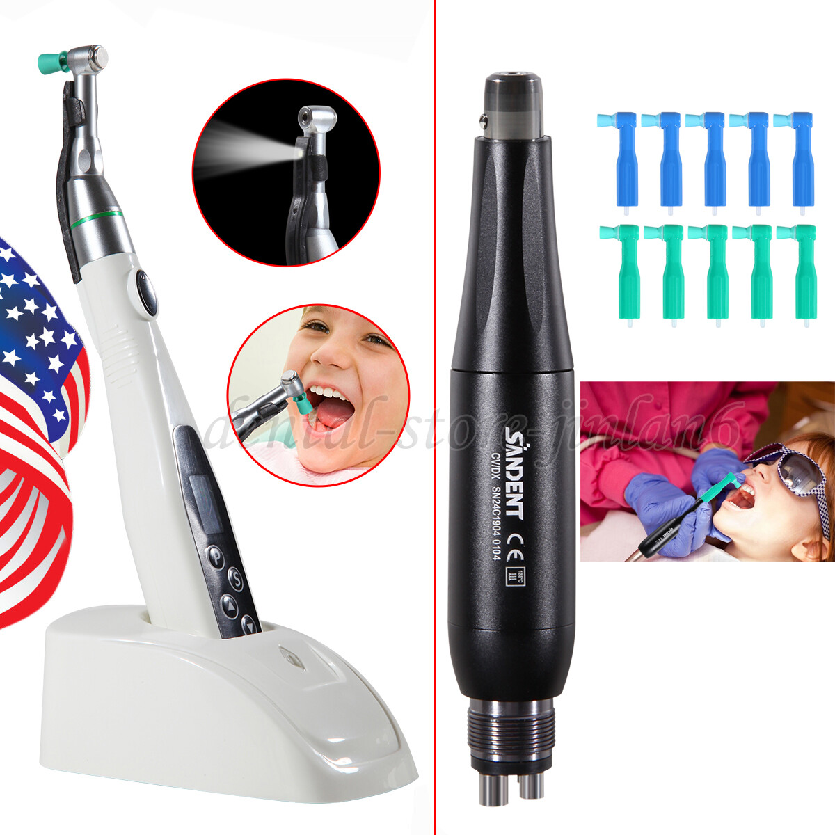 Dental Cordless Hygiene Prophy Handpiece 360° Swivel 4:1 Polish Prophy Motor USA