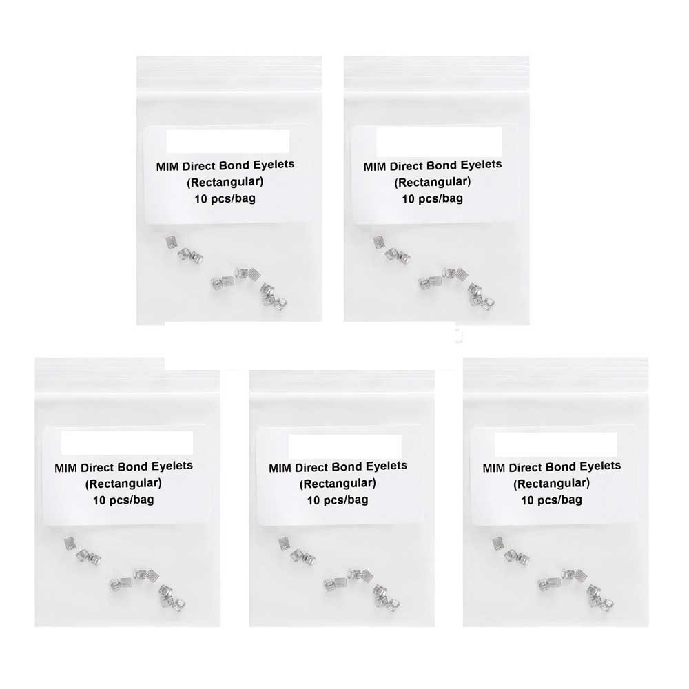 10Pcs Dental Orthodontic Lingual Buttons Metal Bondable Button Tubes Square Base
