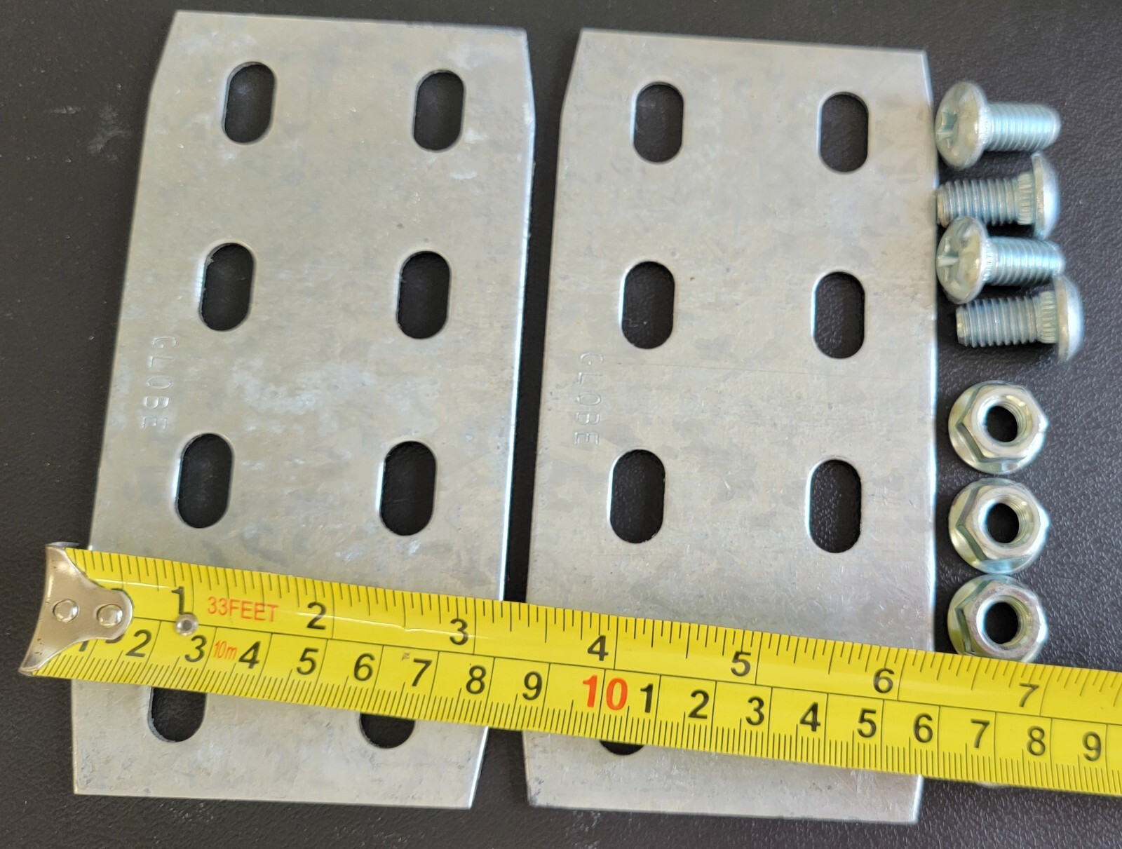 1 Set GS METALS PRSPST4 8 Slot Hole Splice Plate 4″ Flat Galvanized 6″x3″x1/8″