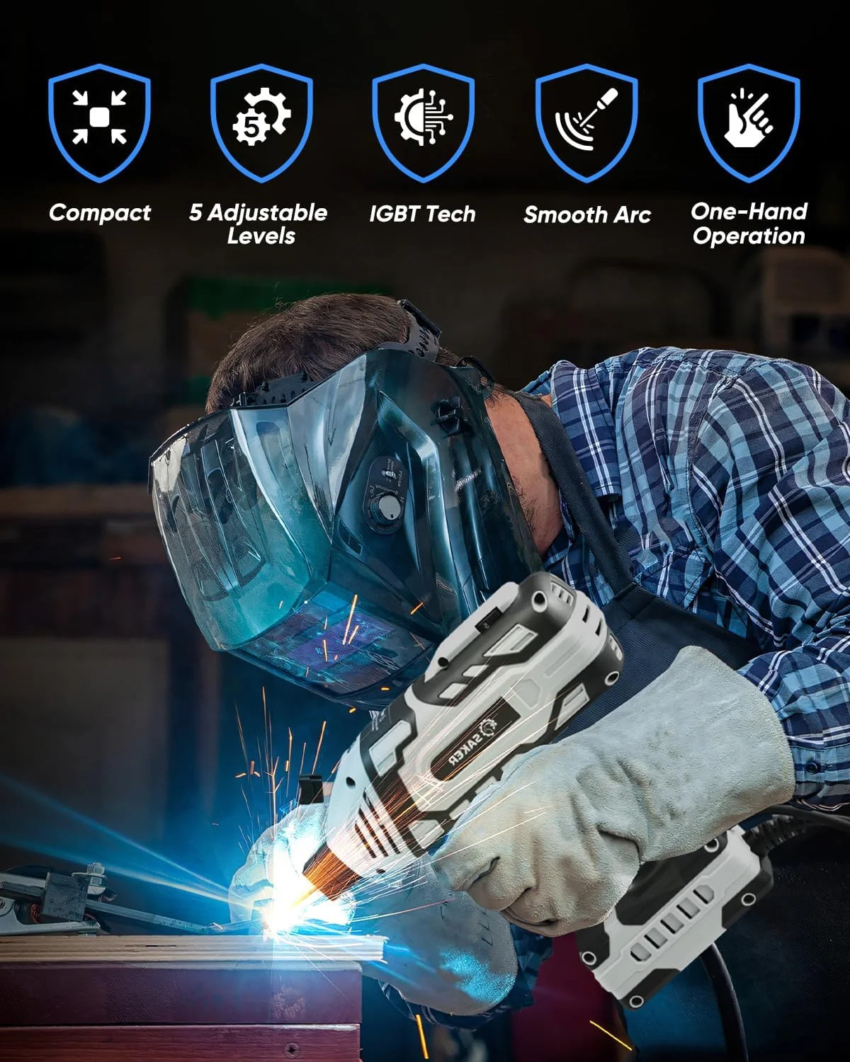 Saker Portable Electric Welding Machine,110V Portable Welder Handheld with IGBT