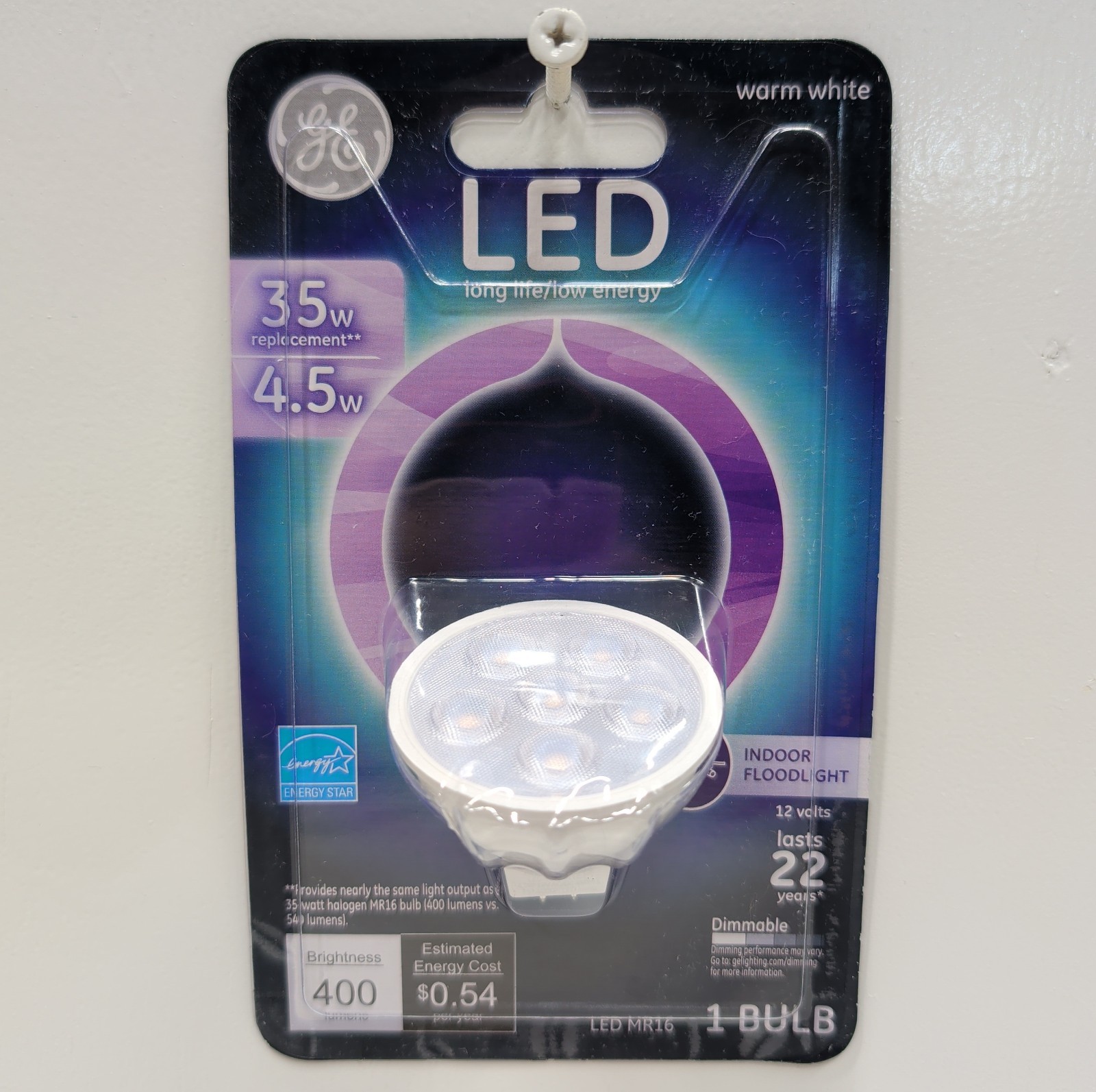 GE MR16 LED Flood Spot Bulb 4.5W Warm White 400 Lumens 35W EQ Dimmable GU5.3 New