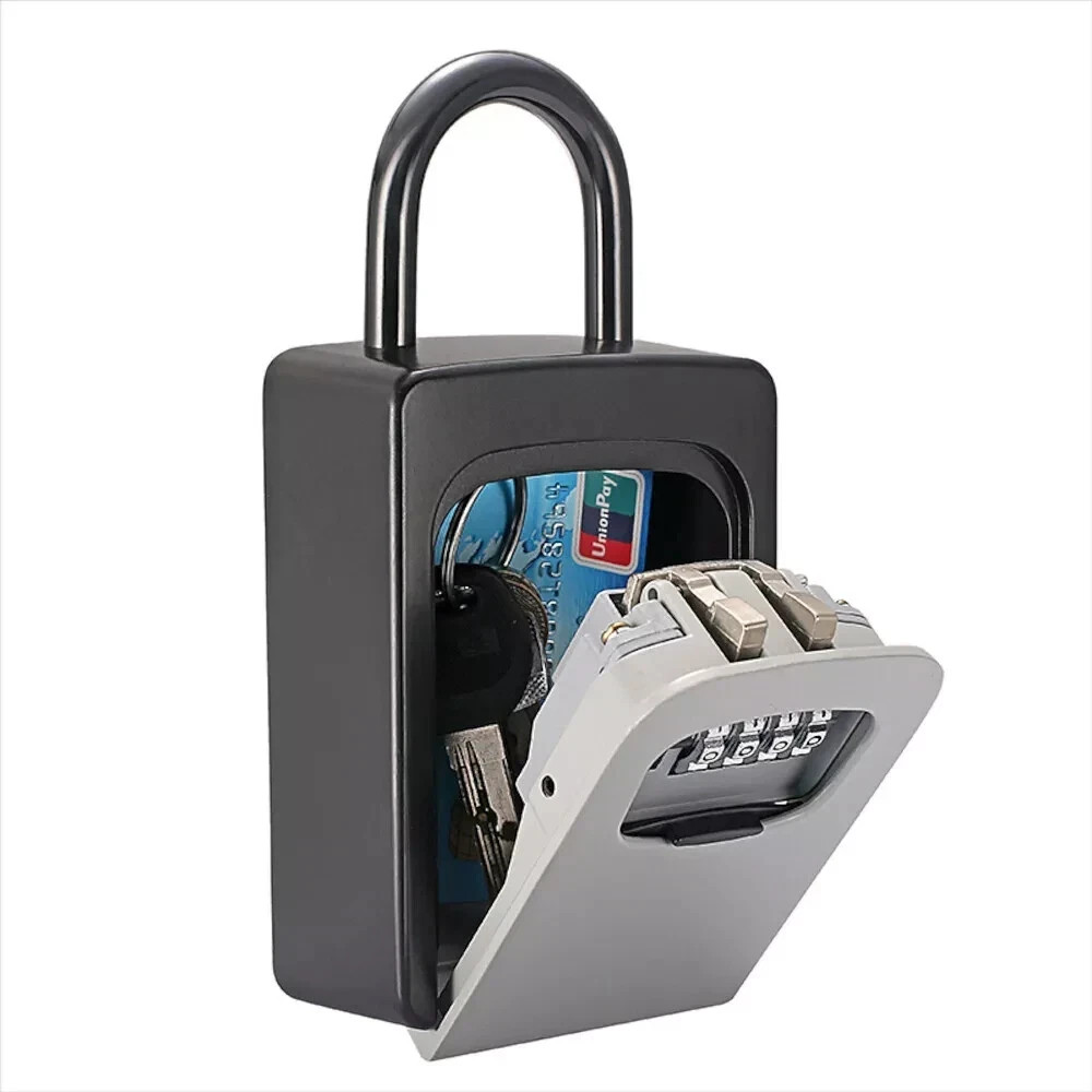 Key Lock Box Outside-Combination Lockbox House Portable Wall Door Knob Mounted