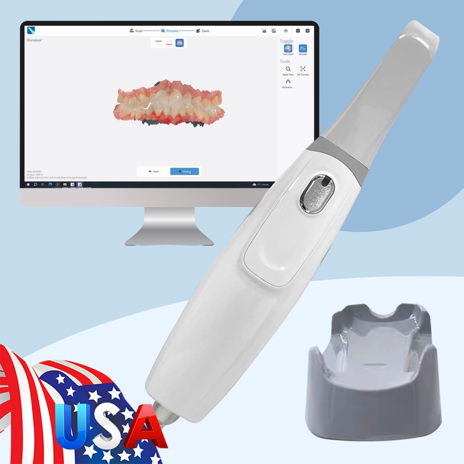 45° Angle LED Dental High Speed Handpiece Yabangbang Ti-MAX 2 Holes B2