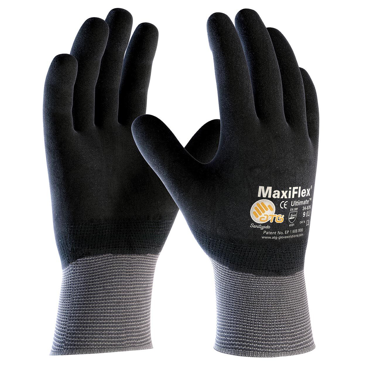 12 34-876 MaxiFlex Foam Full Palm Coated Nitrile Grip PROTECTIVE WORK GLOVES 2XL