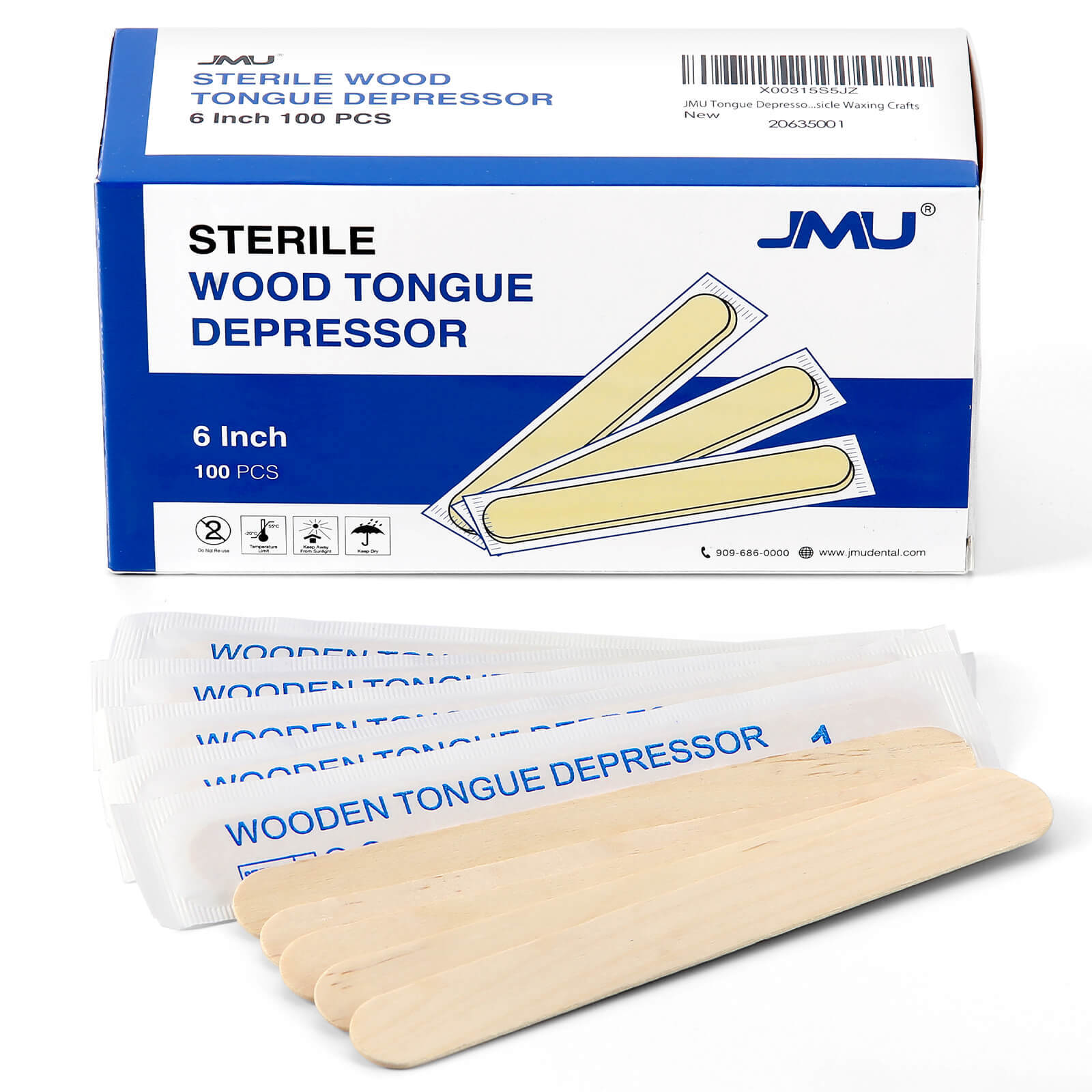 200pcs Wooden Tongue Depressors 6” Sterile Individually Wrapped Medical Purpose