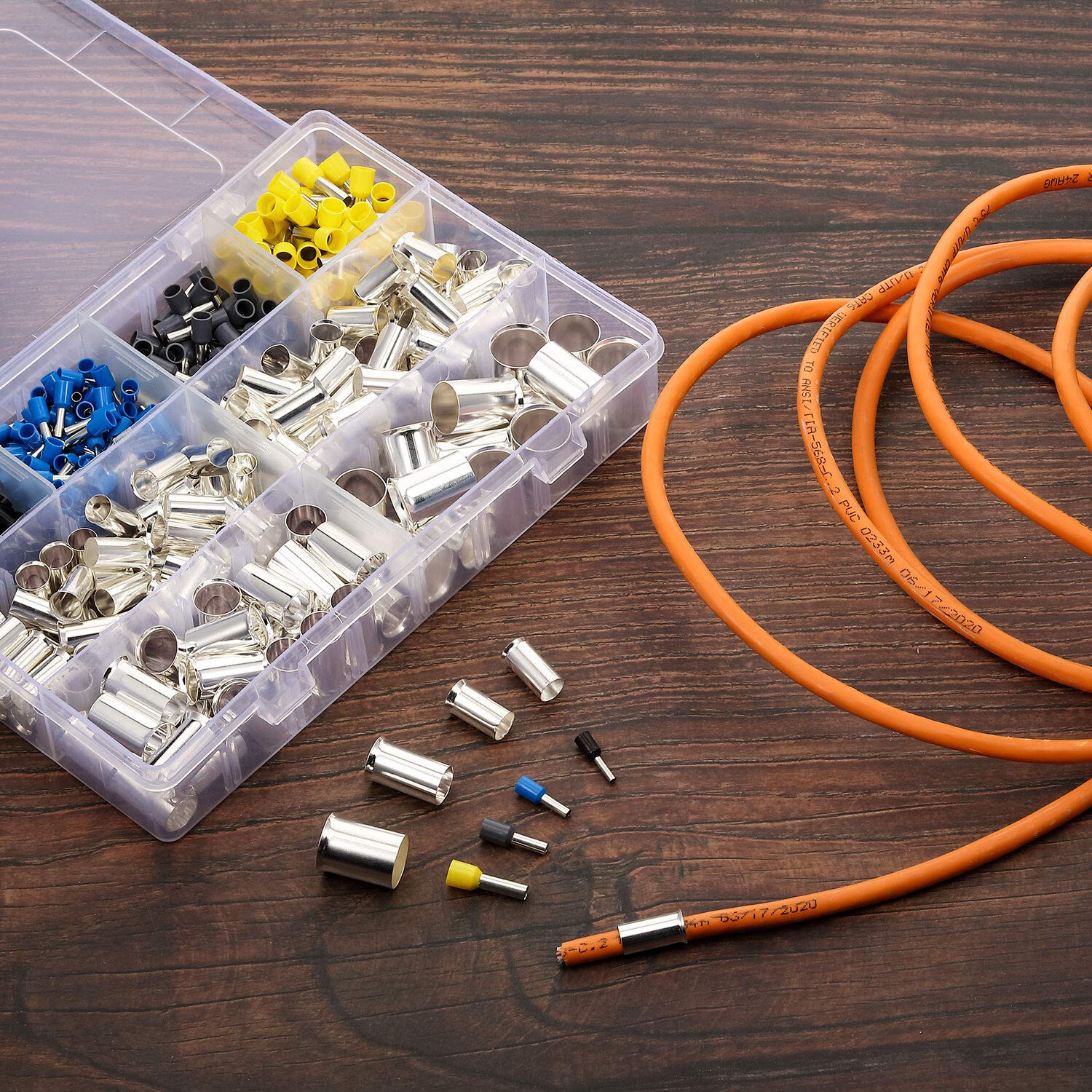 Wire Ferrules Kits Crimp Terminal Connector AWG (2/0 1/0 2 4 10 12 14 16) 440pcs