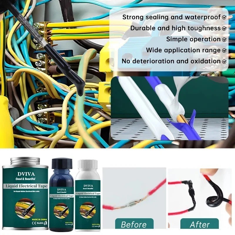 Waterproof Liquid Electrical Tape Insulating Wire Cable Repair Quick Dry Sealant