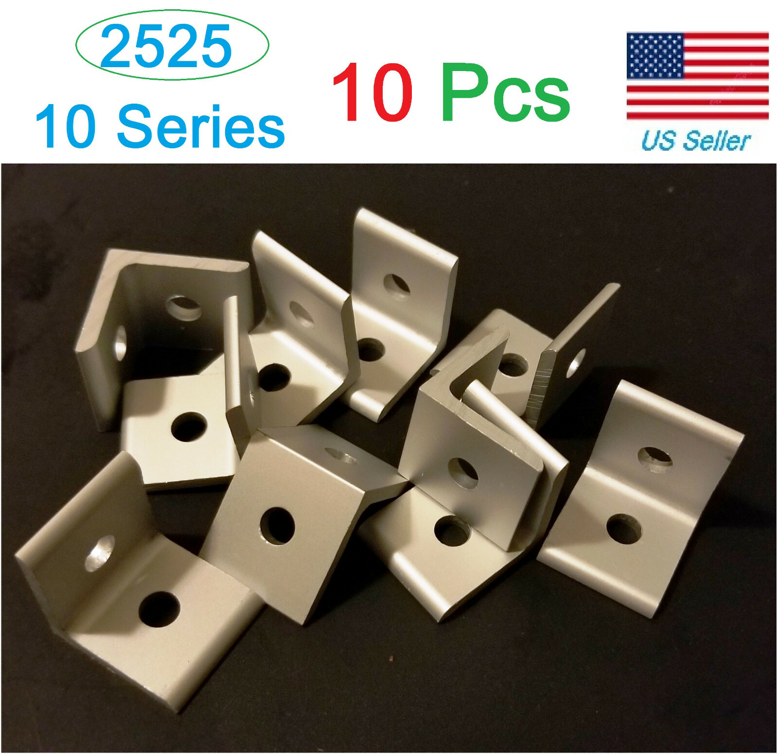 pack of 10 pcs T-Slot Aluminum 2 Hole Inside Corner Bracket 10 Series 2525