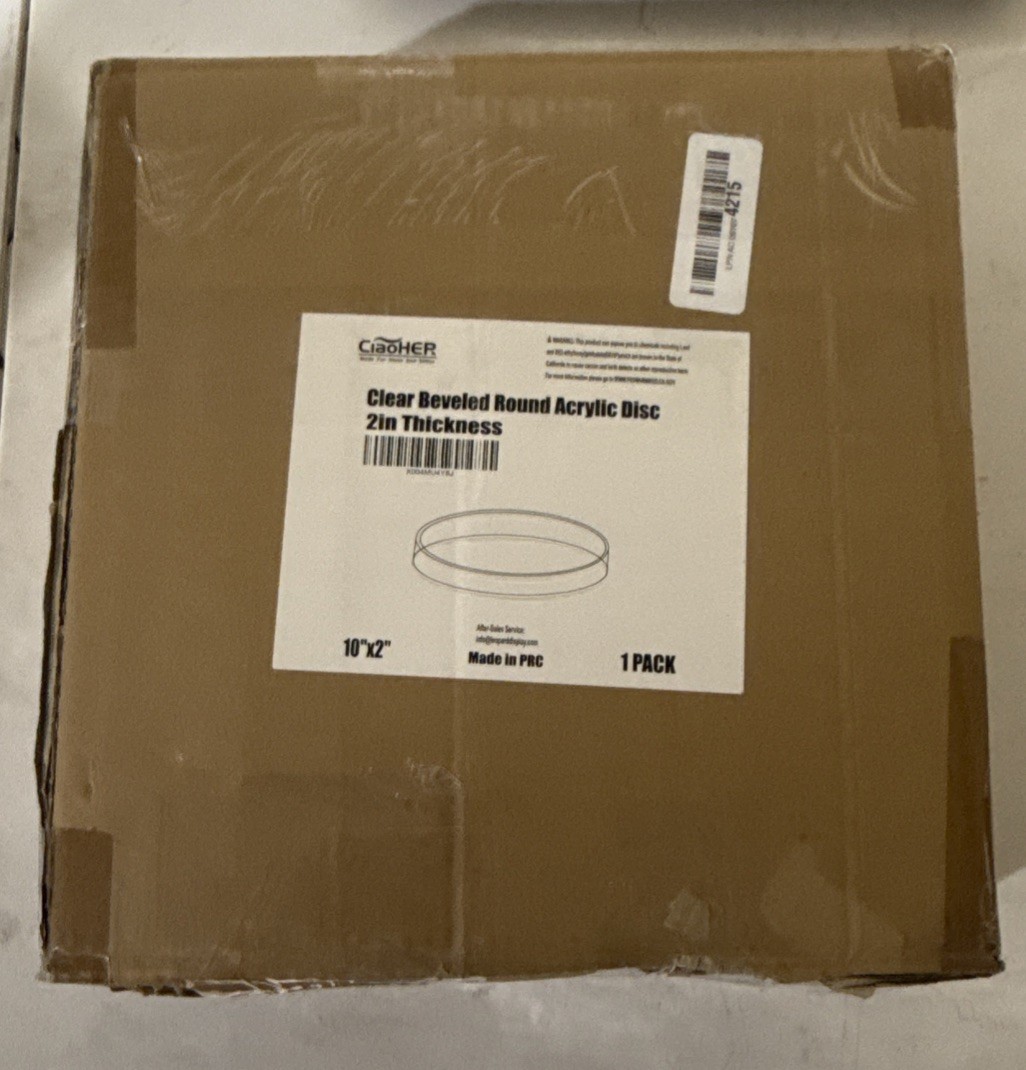 2 in Thick Solid Acrylic Disc Round Display Block Clear Polished Pedestal 10 X 2
