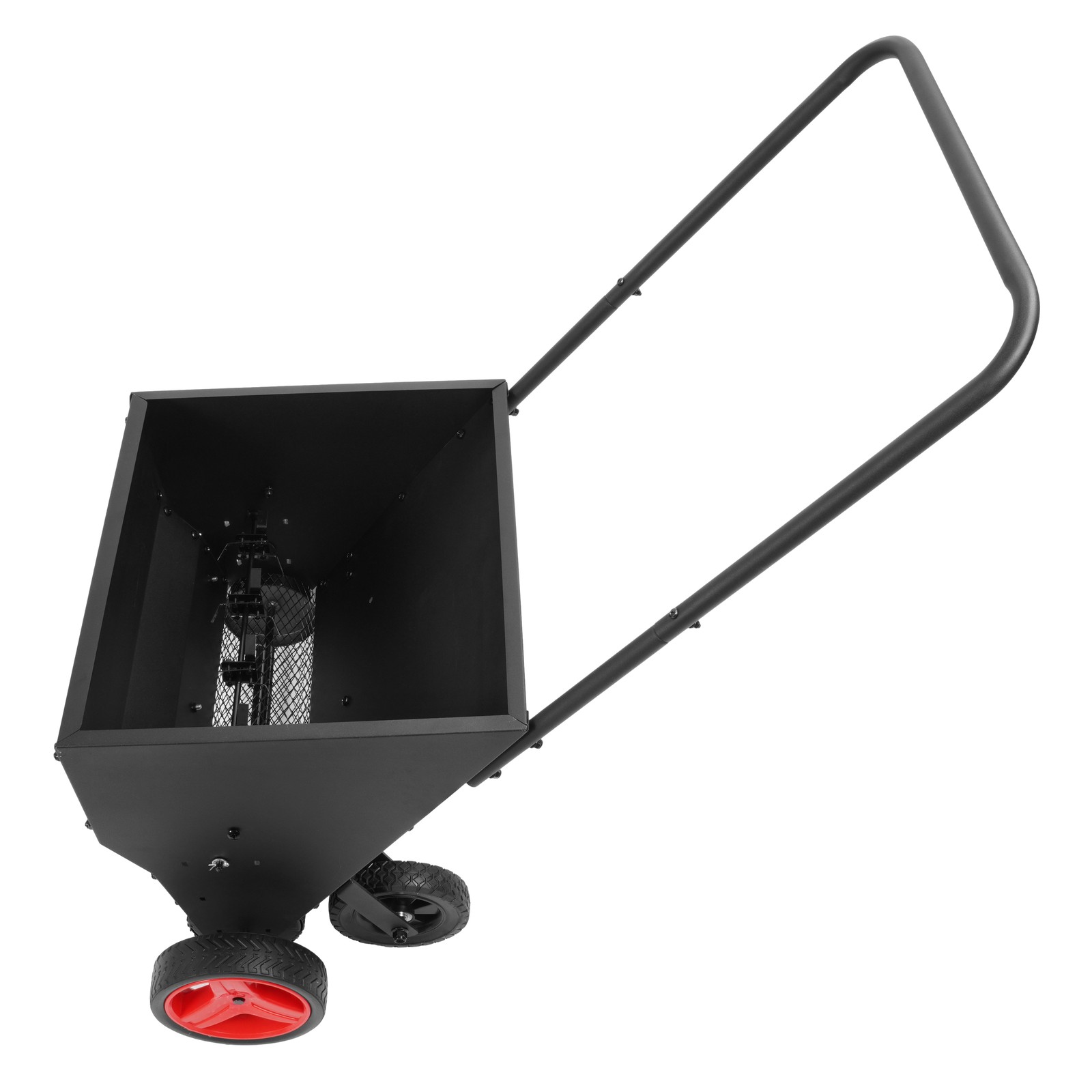 Lawn Drop Spreader, Compost Spreader, Adjustable Rate Metal Mesh Basket for Feed