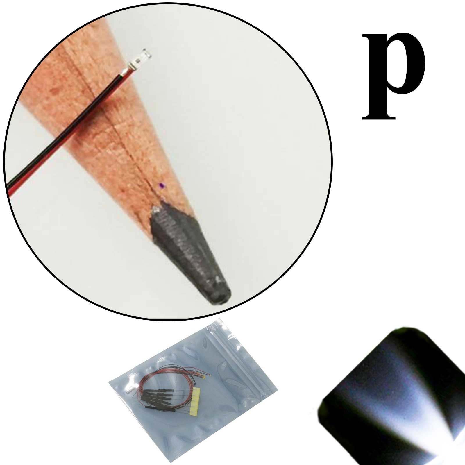 20 x 12v 0402 1005 Cool Clear White Pico SMD LED Pre-Wired Light Soldered Leads