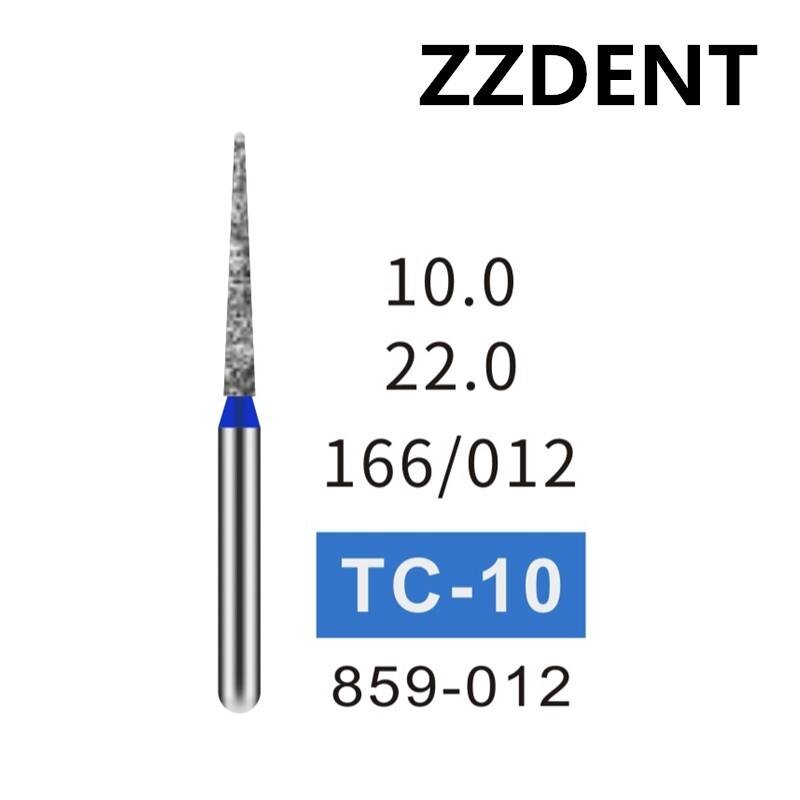 10 PCS TC-10 859-012 Taper Conical End Blue Medium Grit FG Dental Diamond Burs