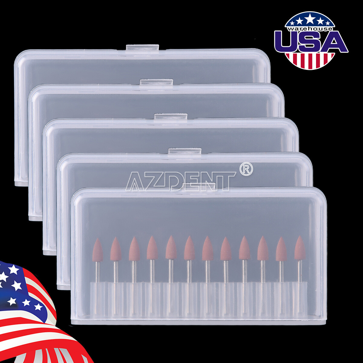 USA 5Packs Dental 0413 Brownie Polishers Friction Grip FG Mini Points 12pcs/pack