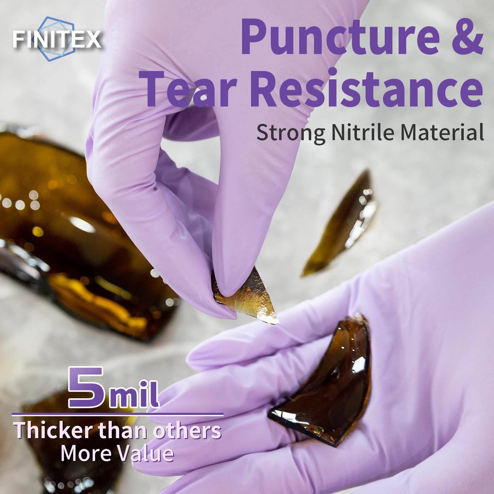 Nitrile Disposable Latex-Free Gloves Purple – 5mil 100PCS/Box Powder-Free 12i…