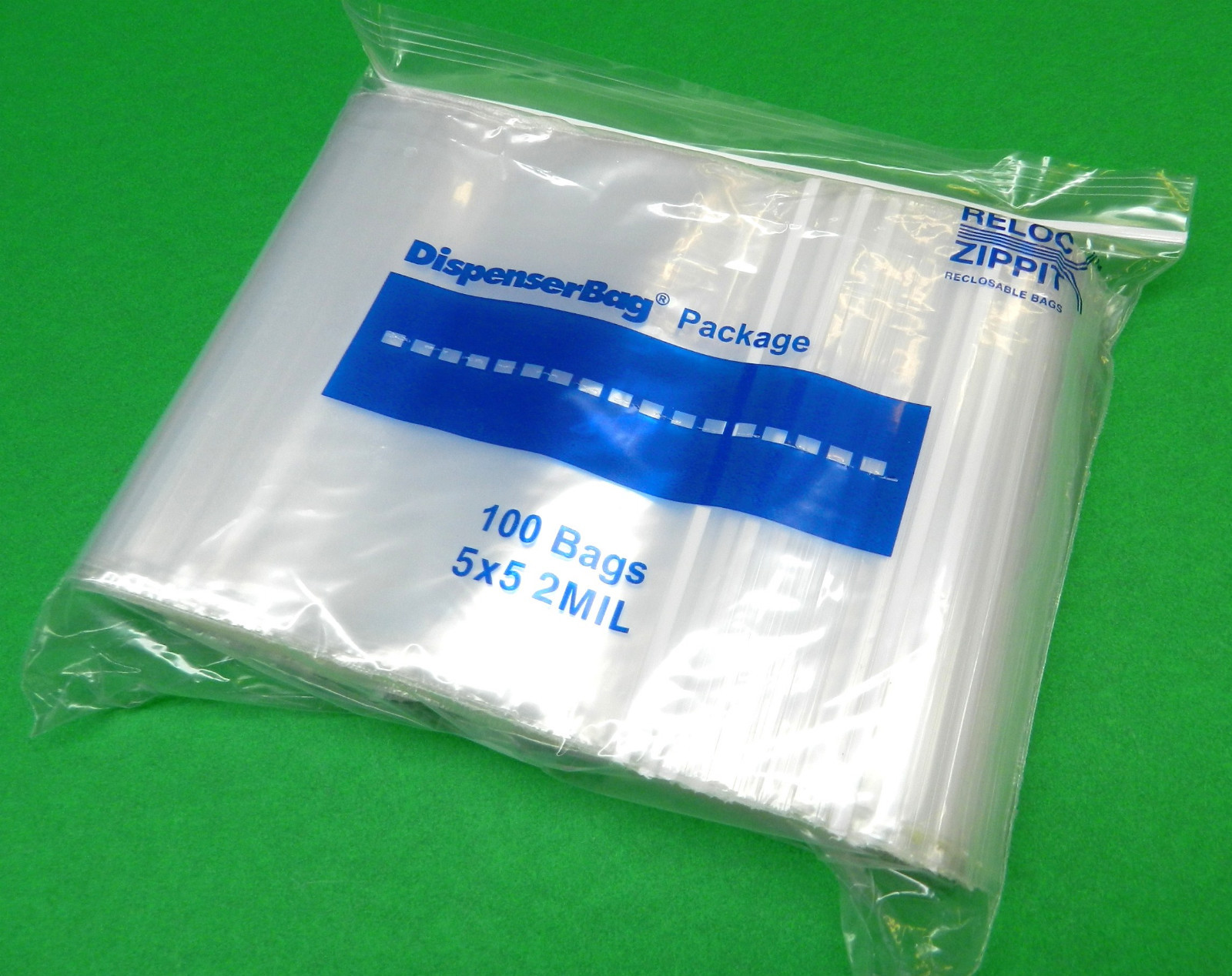 100 5″x5″ Zippit Bags Reloc 2mil Clear Square 5×5 Reclosable Zip Slide Lock 2Mil