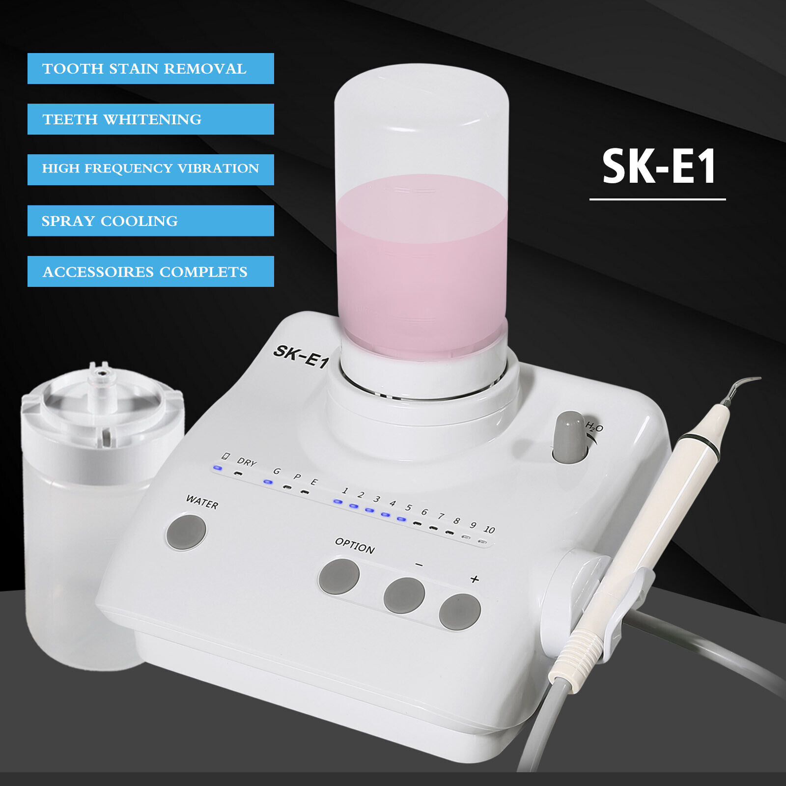 SK-E1 Dental Ultrasonic Electric Scaler 2*Water Bottles Fit Cavitron EMS Tip FDA