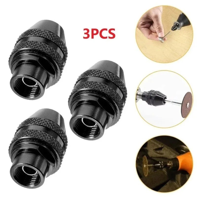 3pcs Keyless Drill Chuck Set 0.8-3.2mm Rotary Tool Mini Drill Chuck Adapter