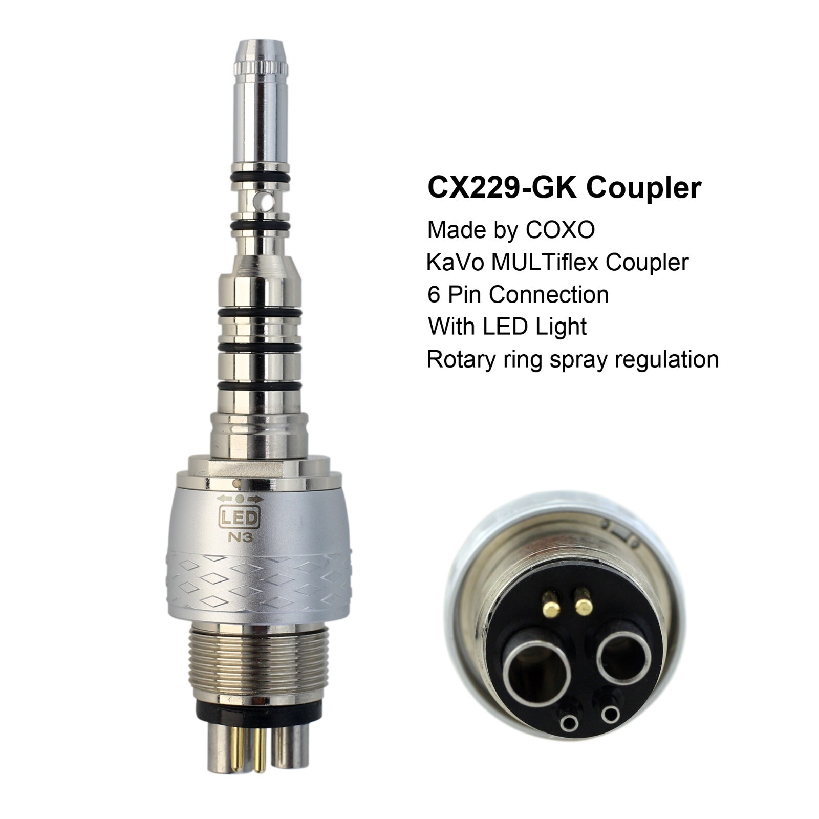 BEING COXO Dental Quick Coupler 4 Hole 6 Pin LED for KAVO MULTIflex NSK Sirona