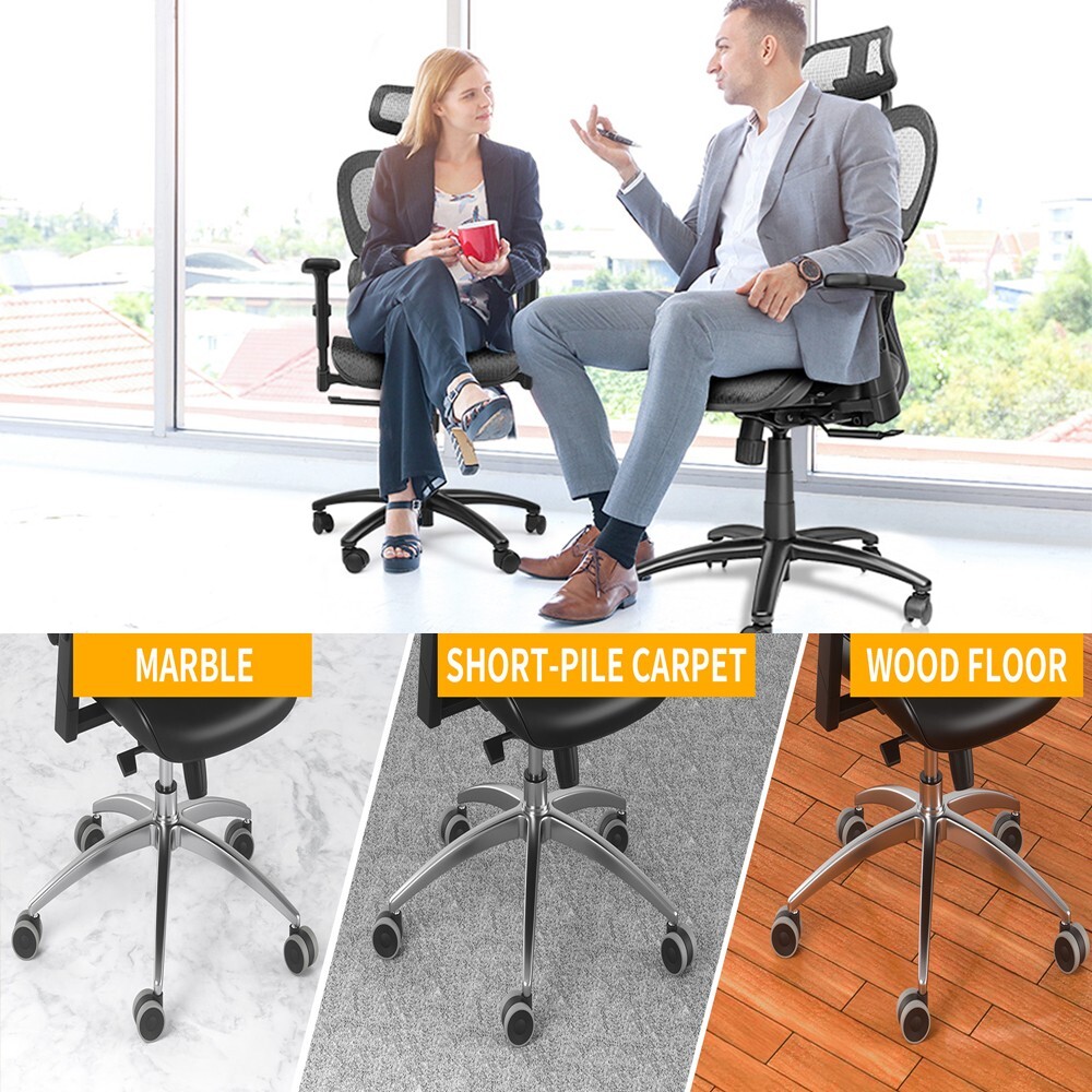 5PCS Office Chair 2.5″ Casters Heavy Duty Rubber Swivel Wheels Replacement