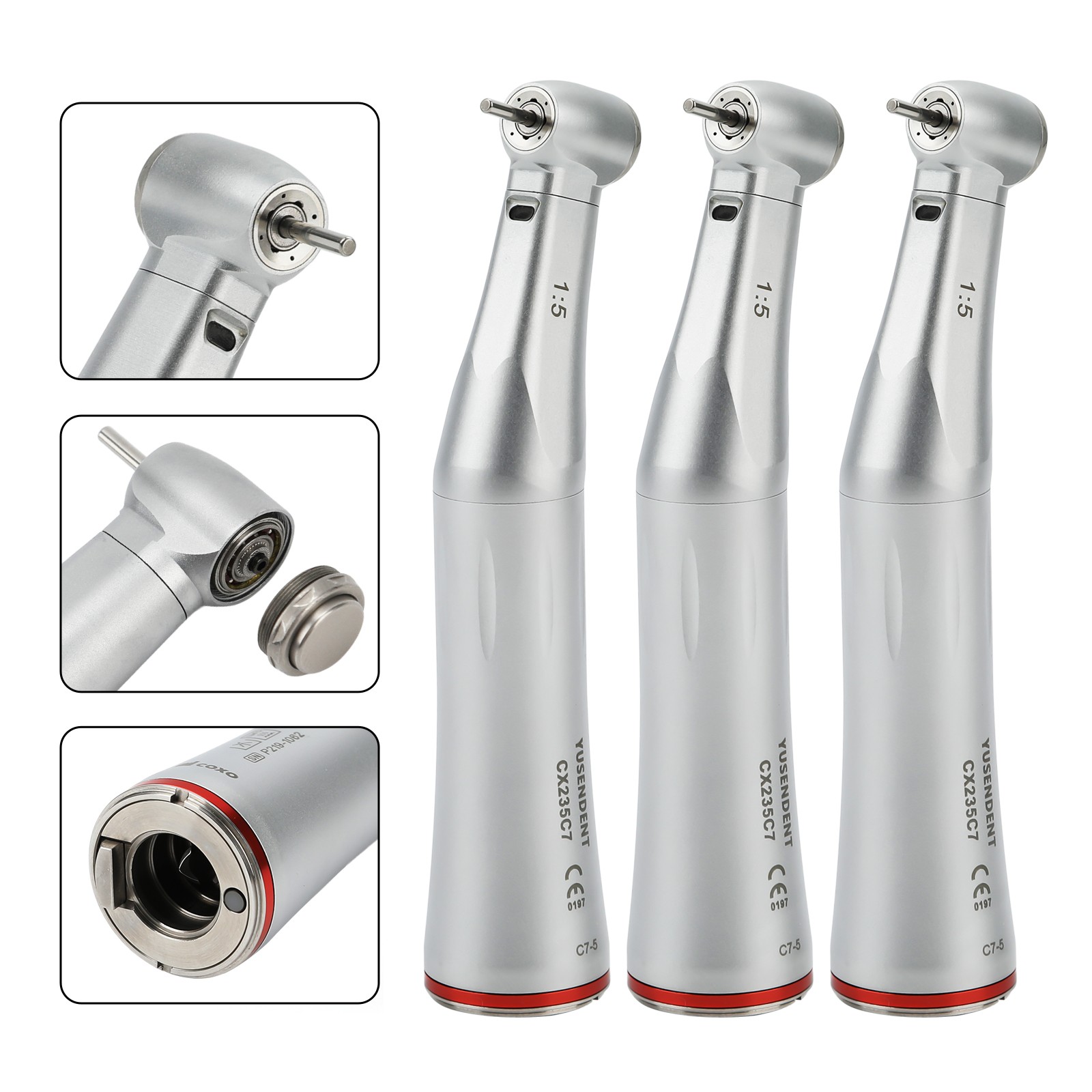 1-10*COXO CX235C7-5 Dental Fiber Optic LED 1:5 Contra Angle Handpiece F/Kavo NSK