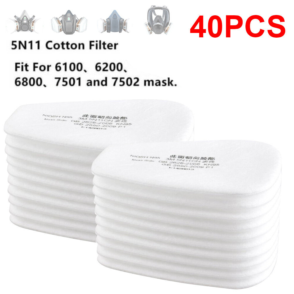 40Pcs 5N11 Particulate Filters Replacement For 6100 6200 6800 7502 Respirator