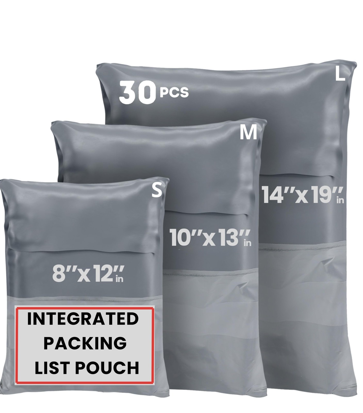 30 Pack Poly Mailers Shipping Bags Grey Envelopes Tear Resistant 3 Sizes