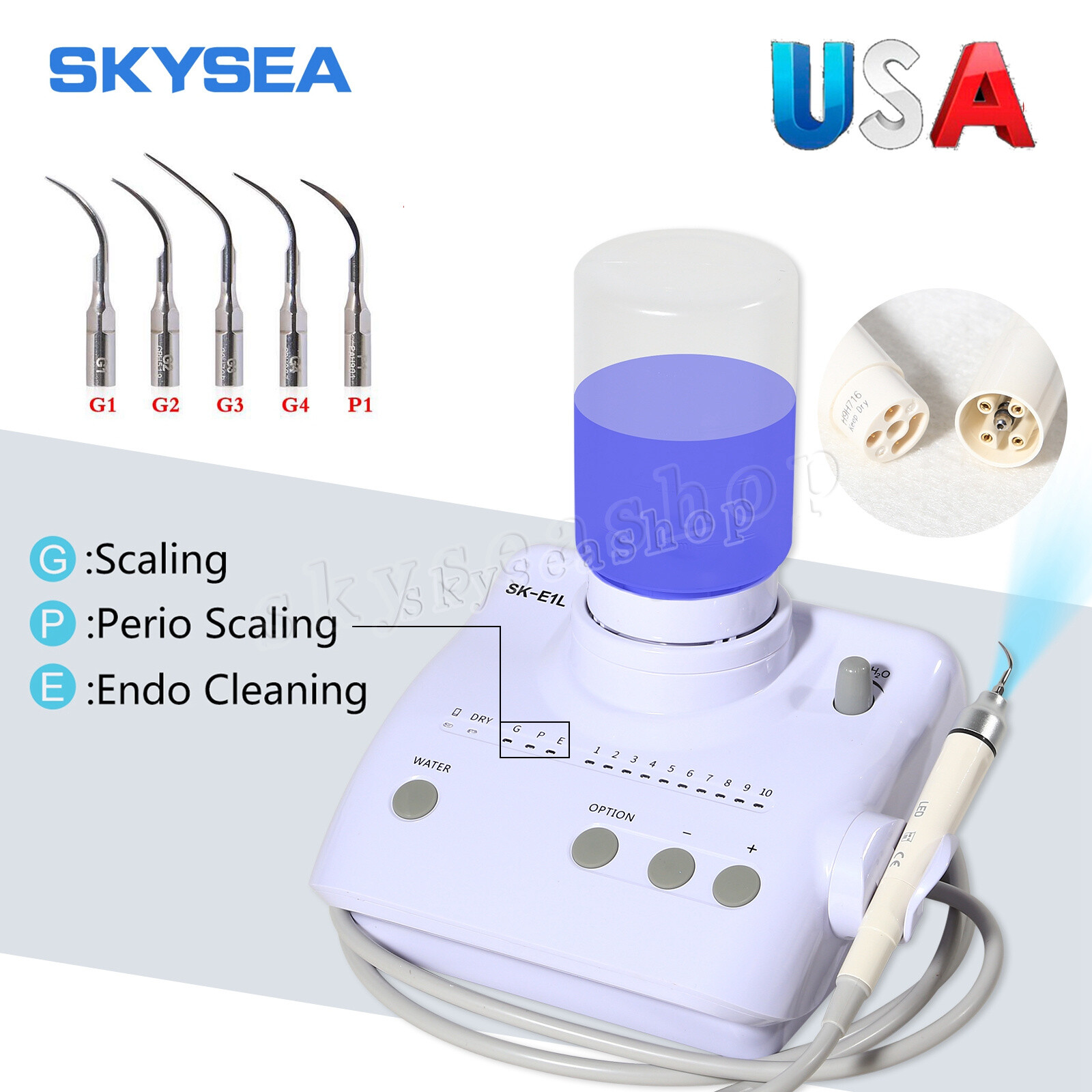 SKYSEA Dental Ultrasonic Piezo Scaler w/LED Handpiece 2 Bottles for EMS Cavitron