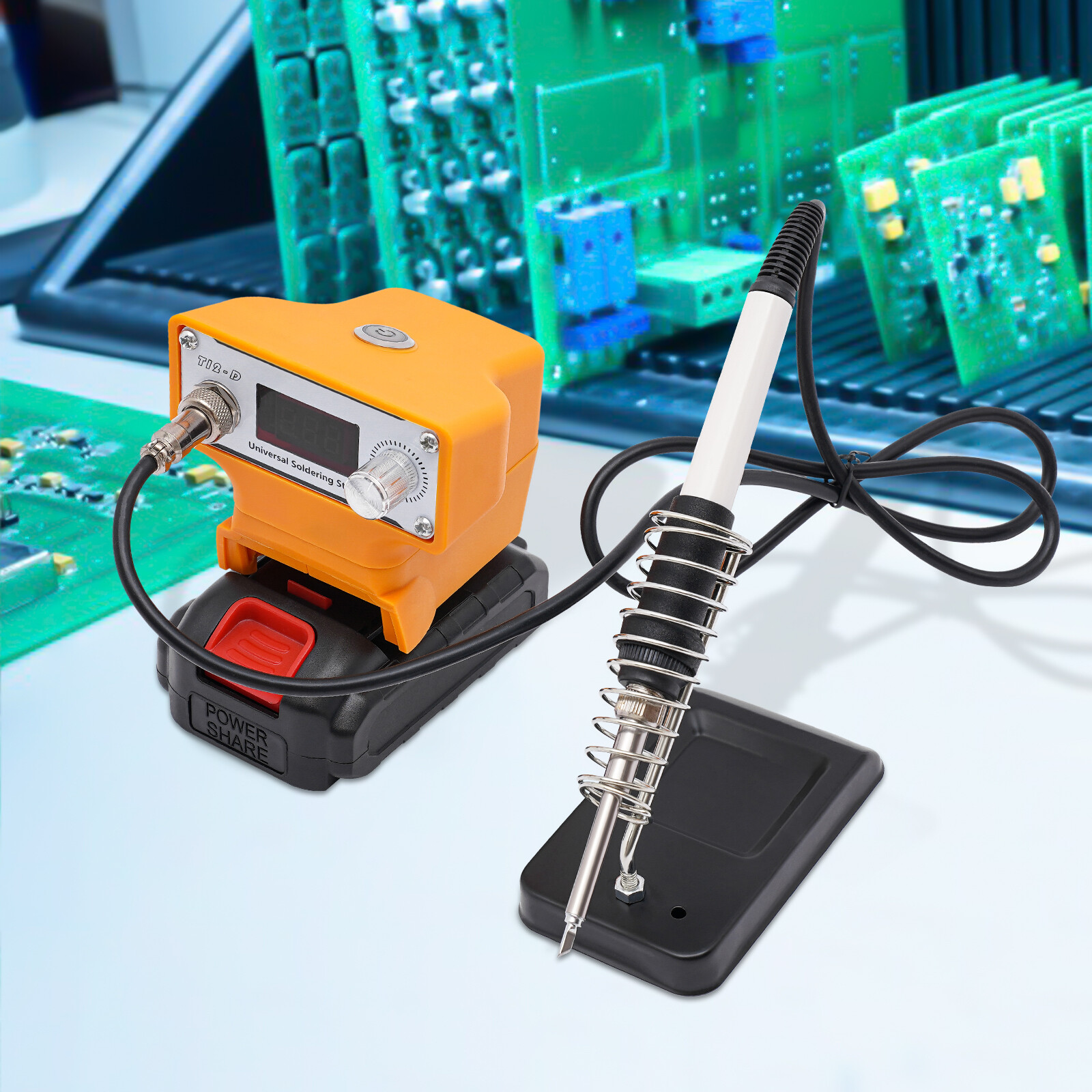 T12-D Digital Display Soldering Iron Station Kit w/Tip Holder& Long Handle Wire