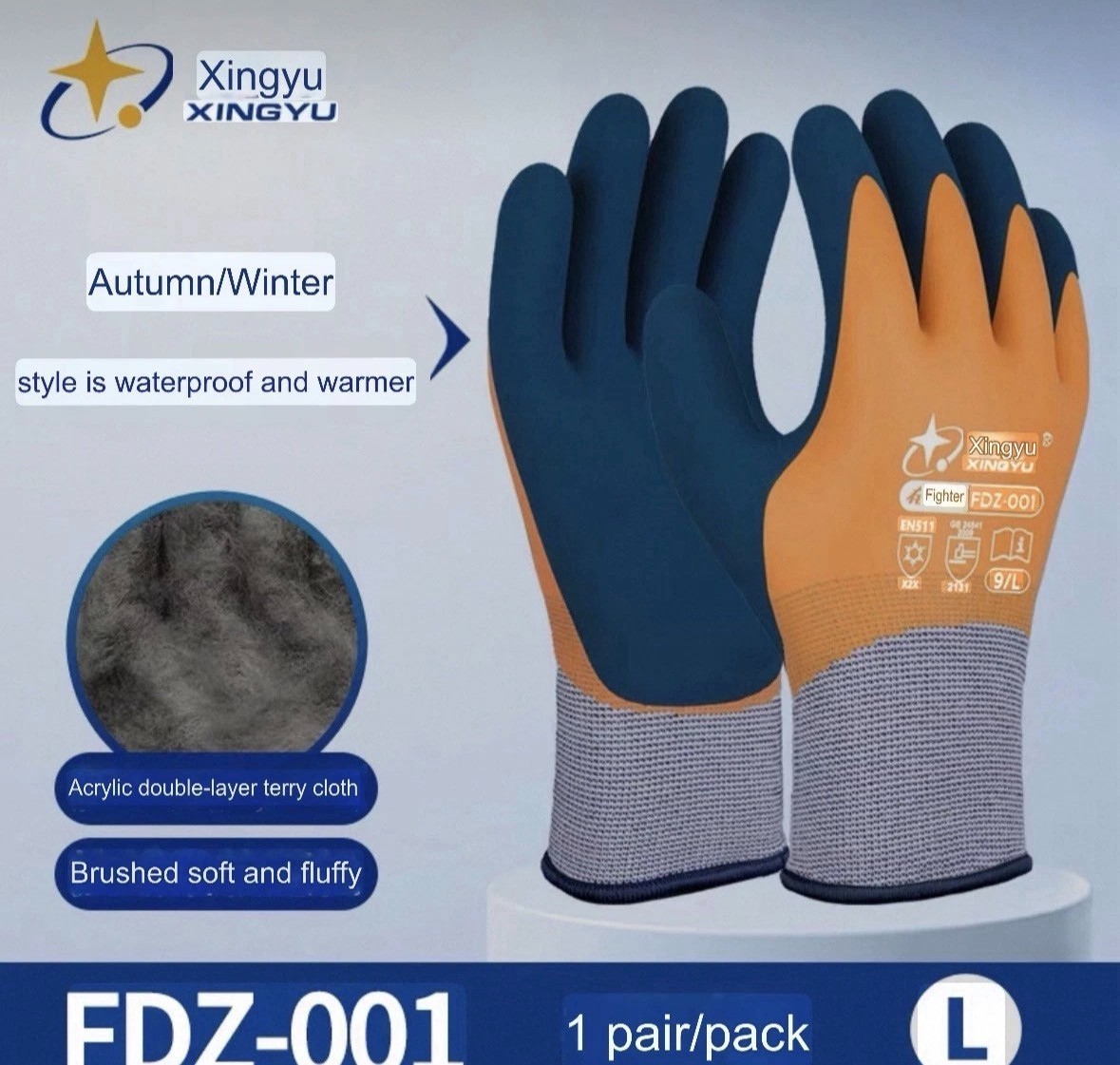 High Visibility Waterproof Insulated Coated Cold Weather Winter WORK GLOVES LRG