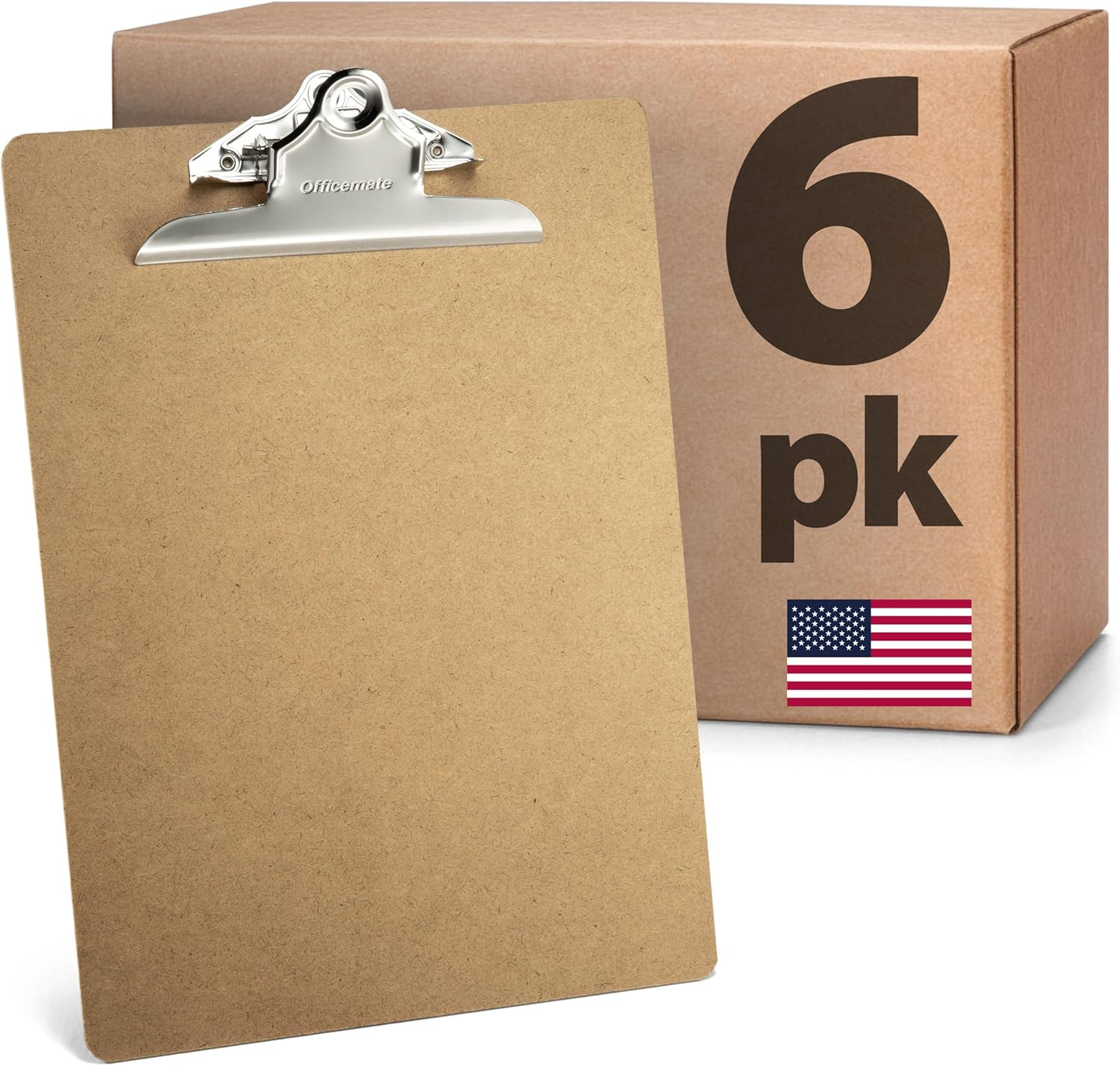 Officemate Recycled Wood Clipboards, 6 Inch Clip, 6 Pack Clipboards, Letter Size