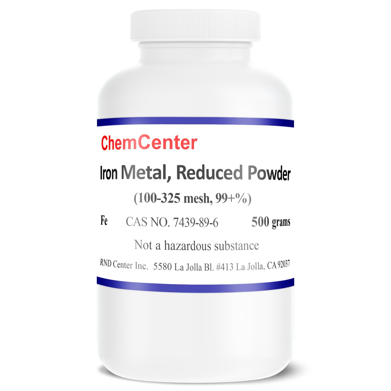 Iron Metal, powder, 99+%, 100-325 mesh, 500 grams