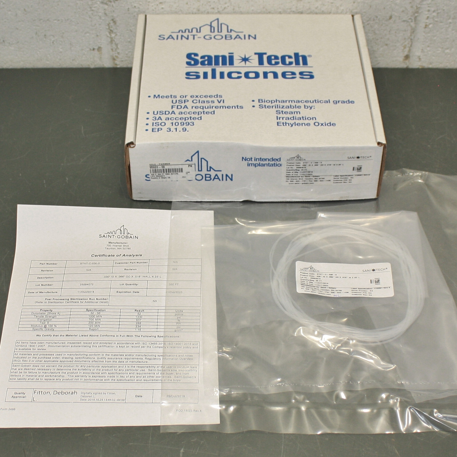 Sani-Tech Platinum Cured Silicone Tubing, 1/15″ x 1/32″ x 25ft, Bulk Hose