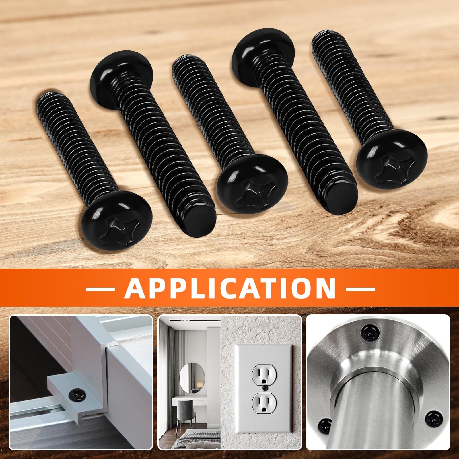 x 14mm Pan Head Machine Screws, Cross Screw, 304 Stainless Steel, Black Finis…
