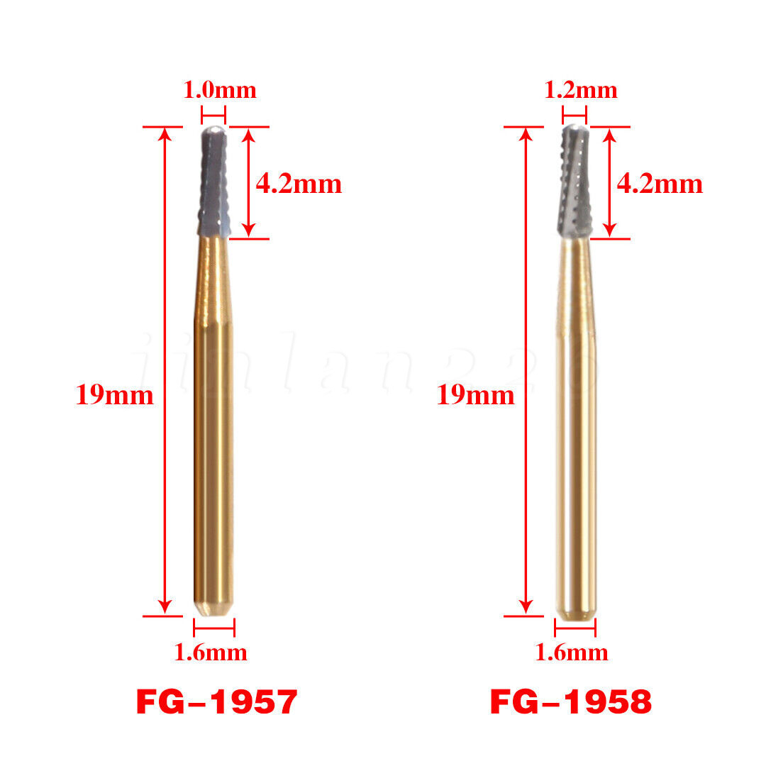Dental Tungsten Steel Carbide Crown Metal Cutting Bur High Speed FG-1957/FG-1958