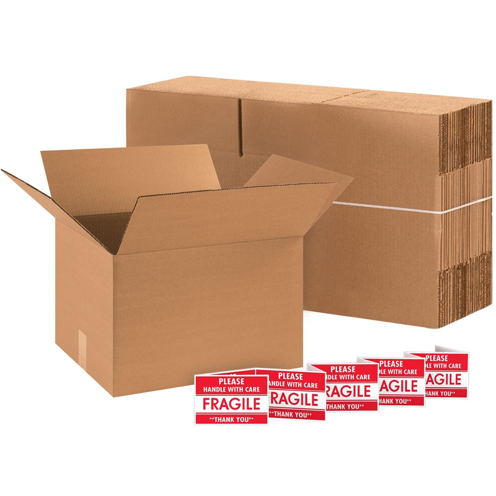 Medium Shipping Boxes 18″x14″x12″ – 20-Pack Corrugated Cardboard for Packing, Mo