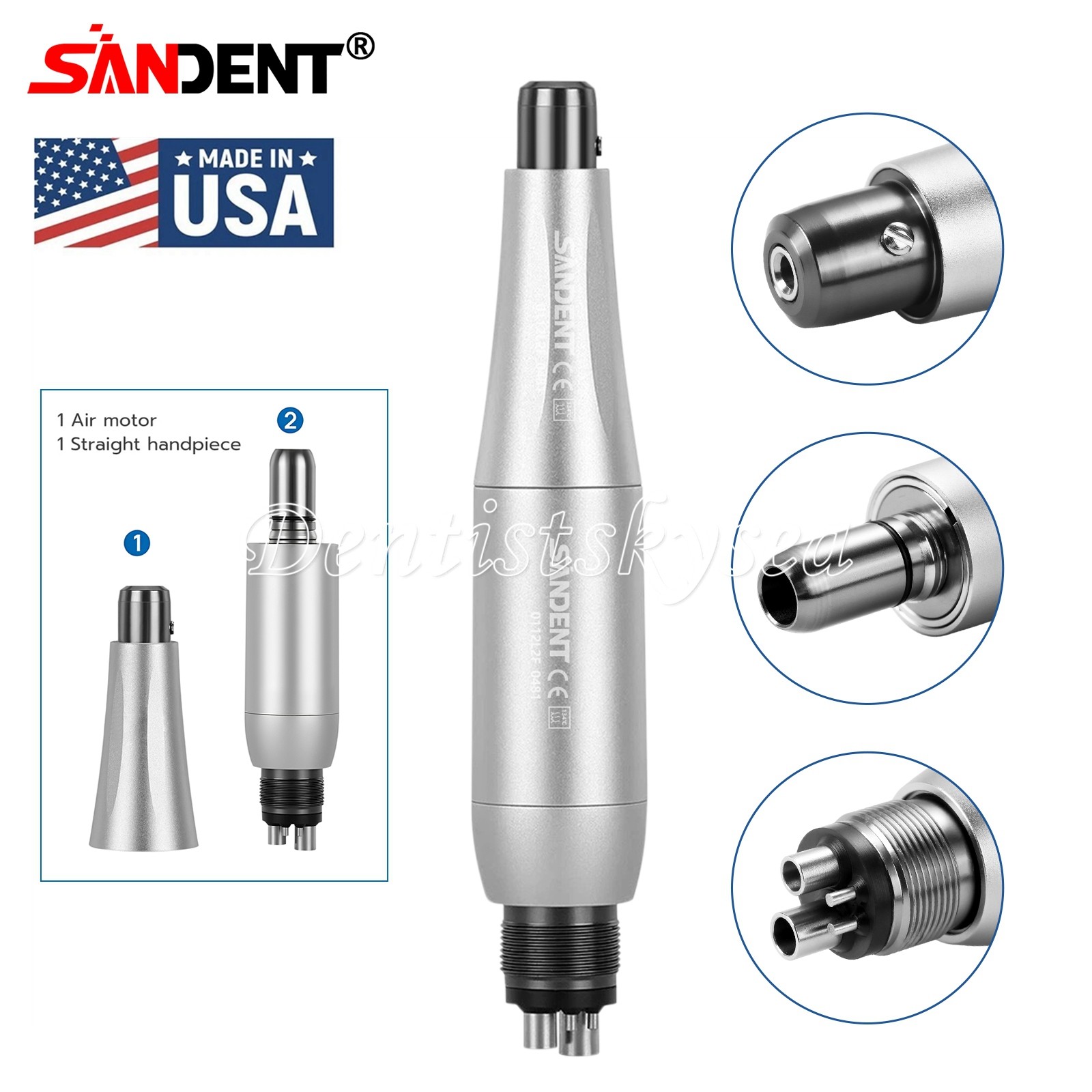 Dental Hygiene Prophy Handpiece Air Motor 4 Holes 4:1 Reduction 360 ° Swivel