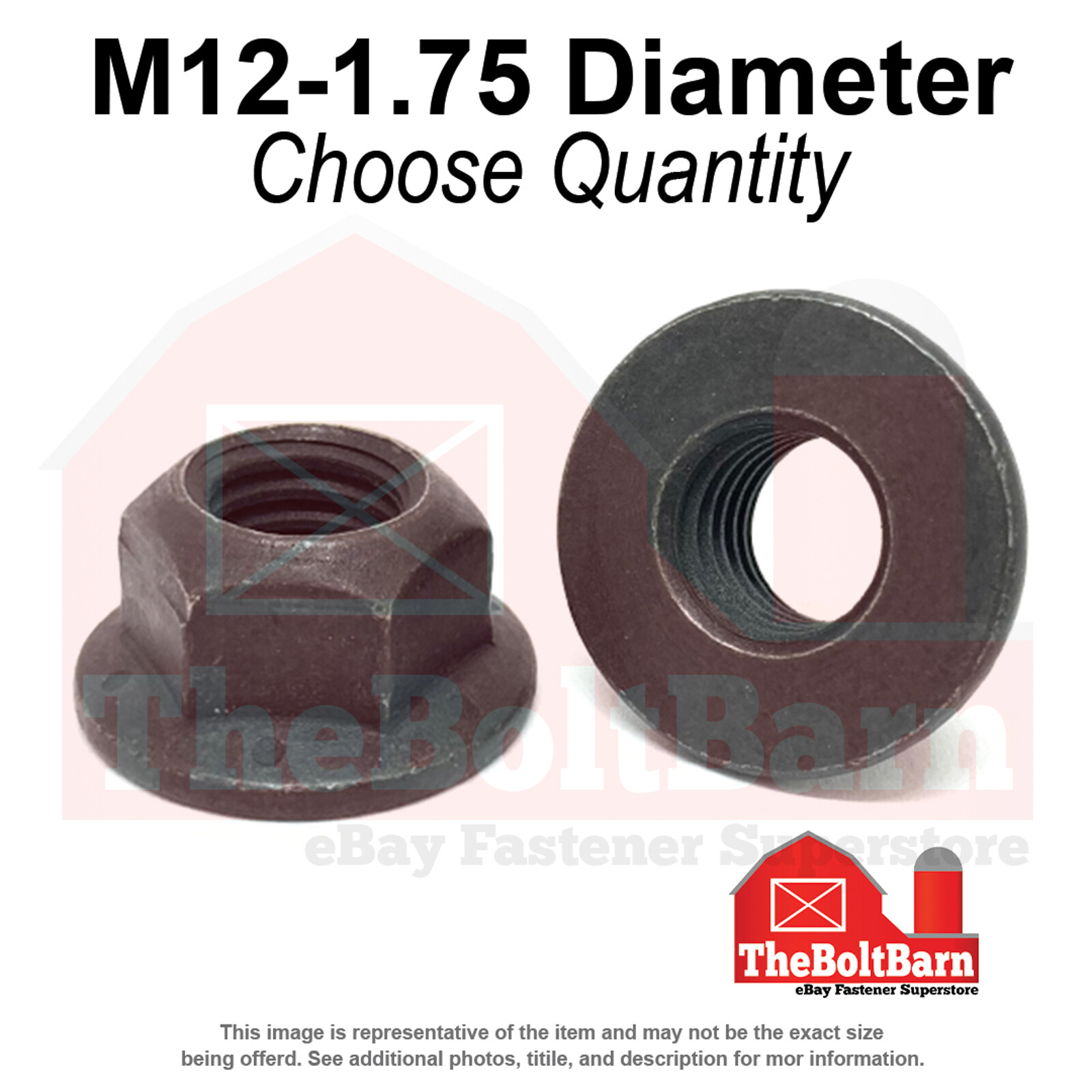 M12-1.75 Class 10 Hex Flange Top Lock Nuts Phos & Oil Coarse Thread (Pick Qty)