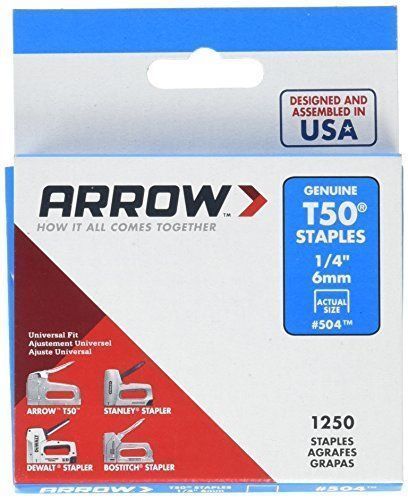 ARROW T50 GENUINE STAPLES 1/4-INCH 1250 PACK #504 BRAND NEW MADE IN USA 4479101