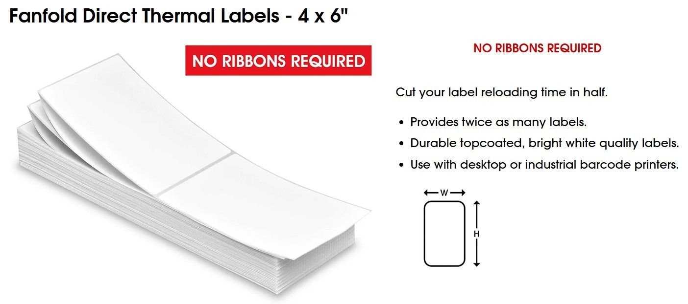 4×6 direct thermal shipping labels