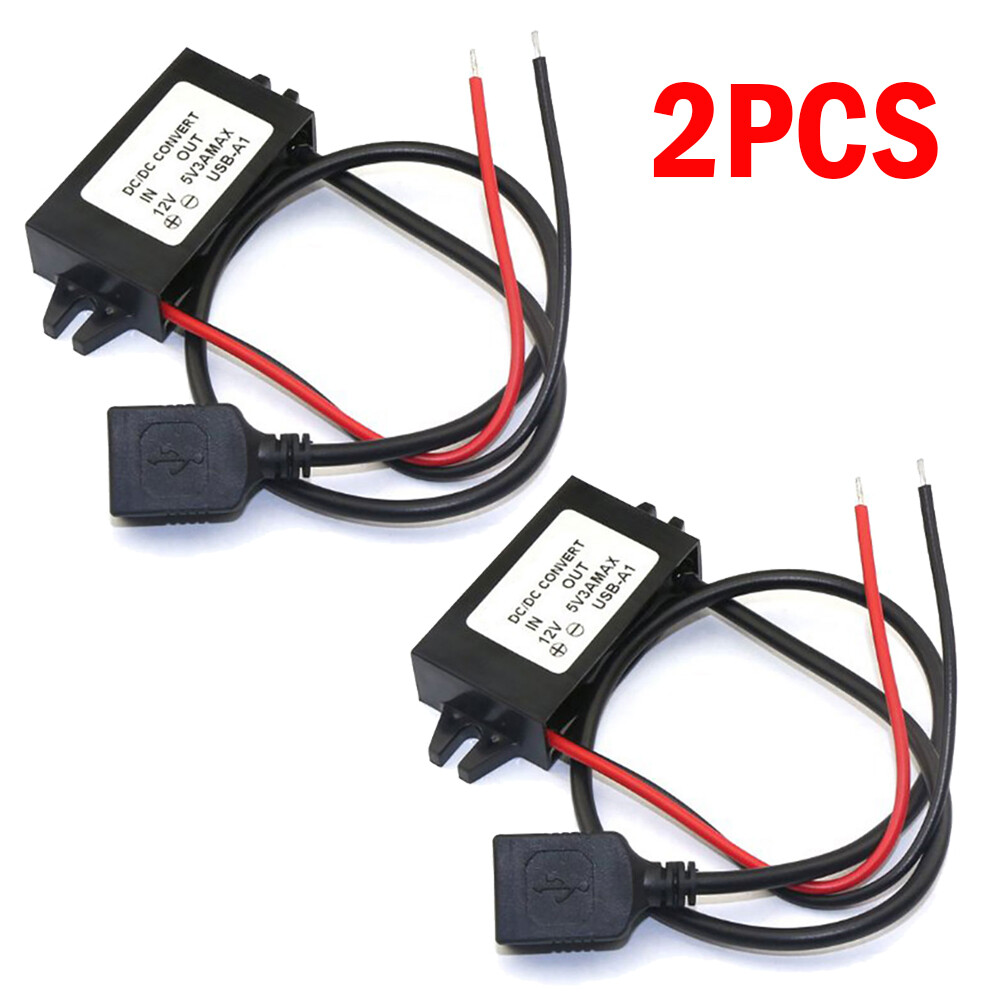 2x DC 12V to 5V 3A 15W Step down USB Converter Regulator Adapter For car Charger