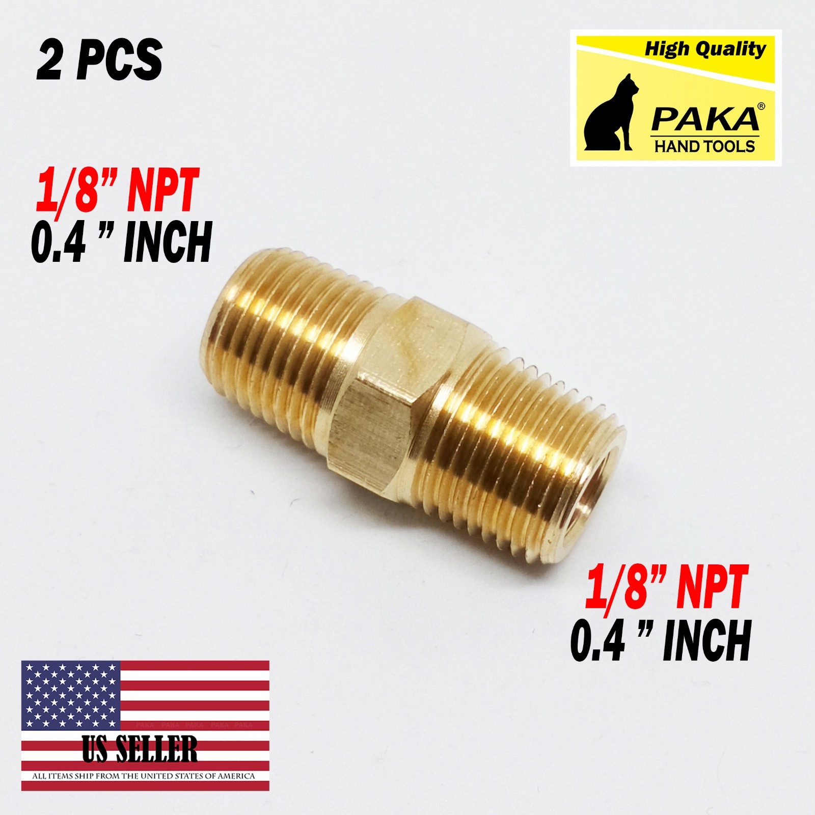 (2) Brass Pipe Nipple 1/8″ Male NPT X 1/8″ Male NPT Fitting Fuel,Oil,Gas,Water