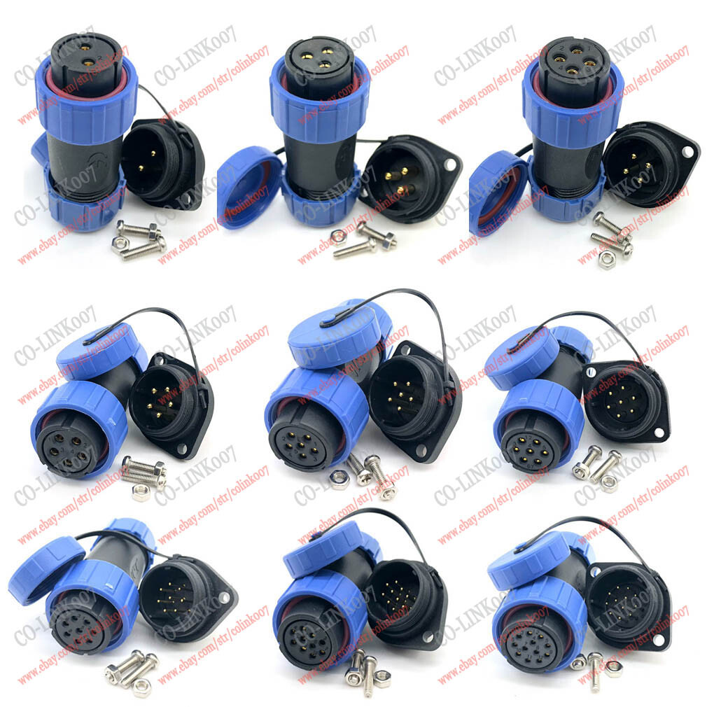 2 3 4 5 6 7 8 9 10 12Pin, SP21 Frank Panel IP68 Waterproof Plug Socket Connector